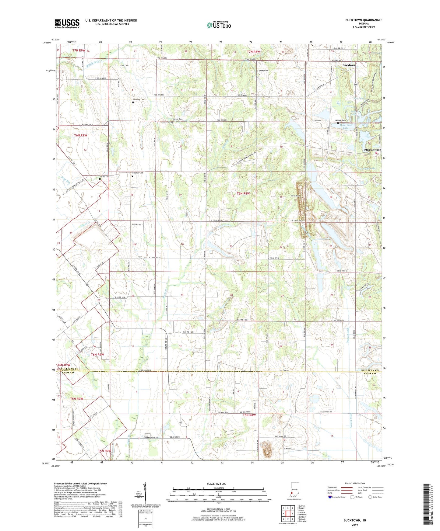Bucktown Indiana US Topo Map Image