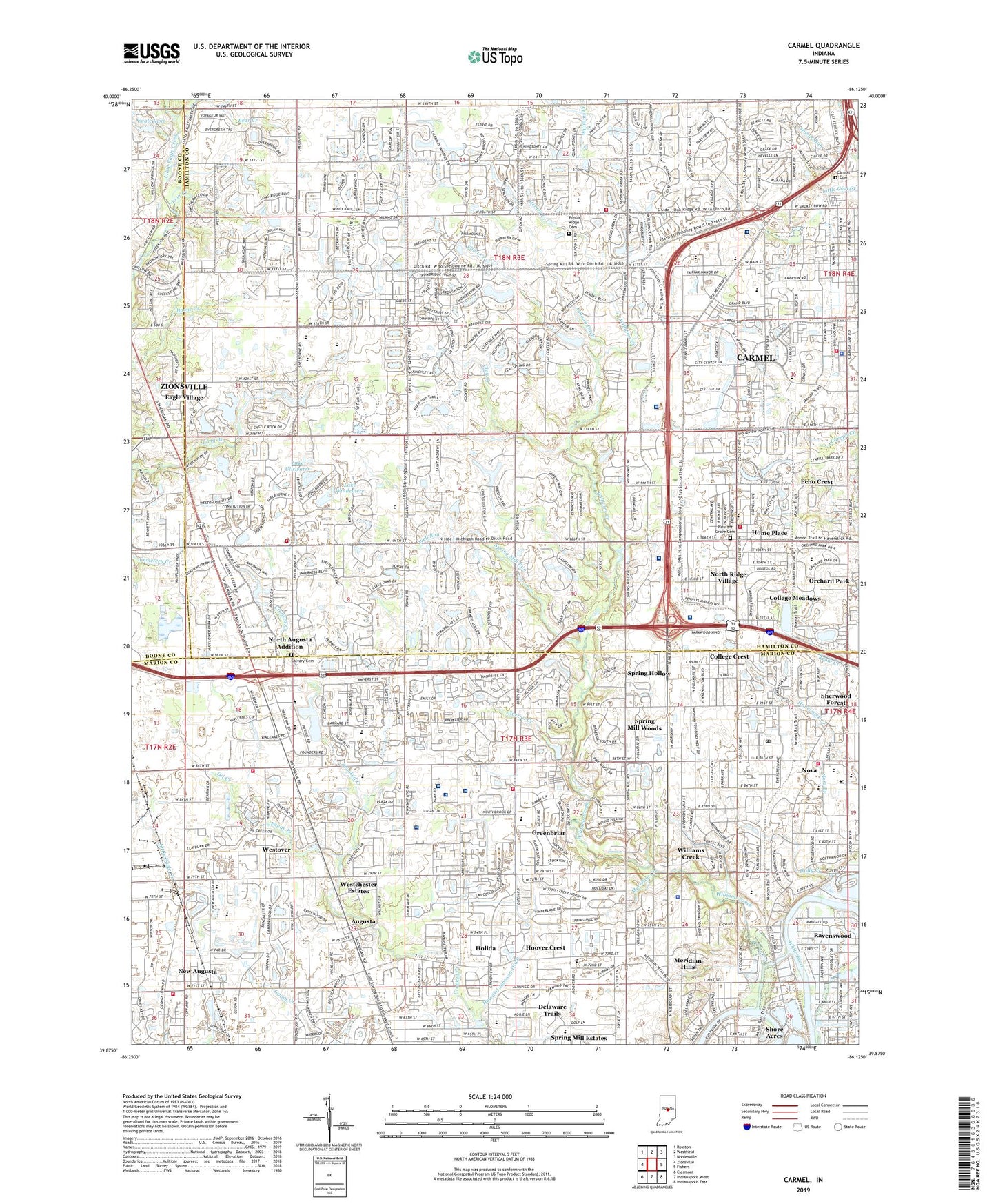 Carmel Indiana US Topo Map Image