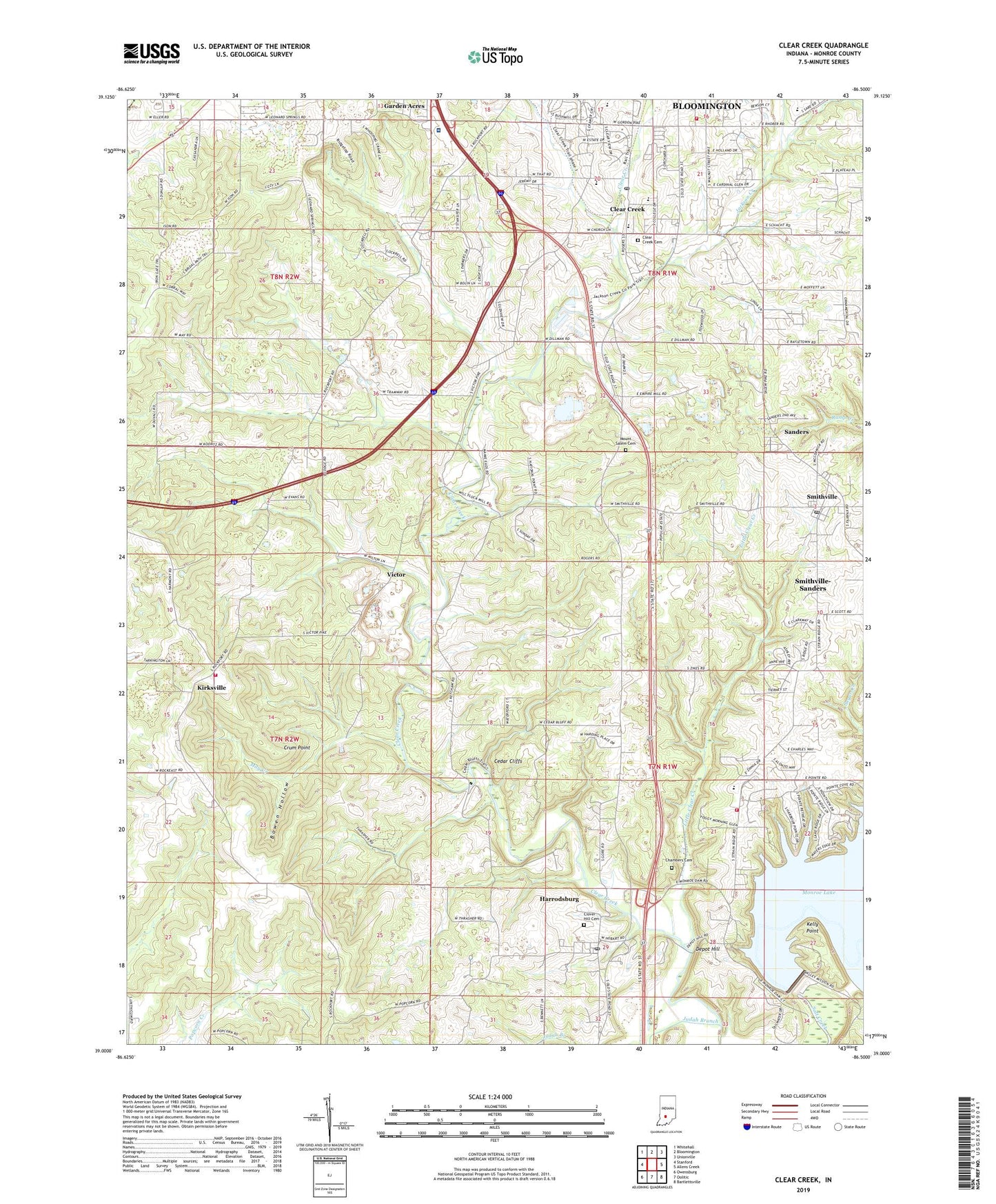 Clear Creek Indiana US Topo Map Image
