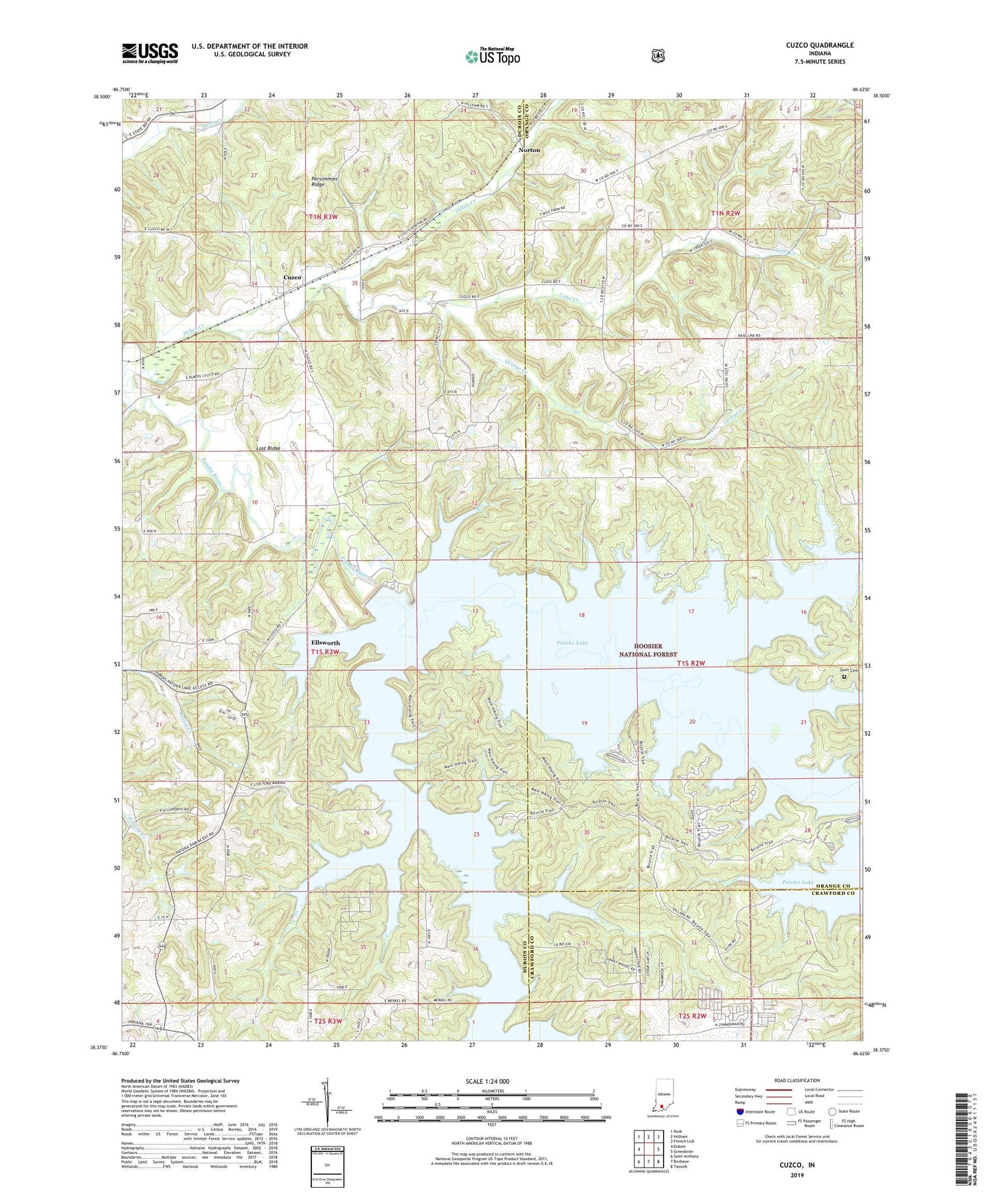 Cuzco Indiana US Topo Map Image