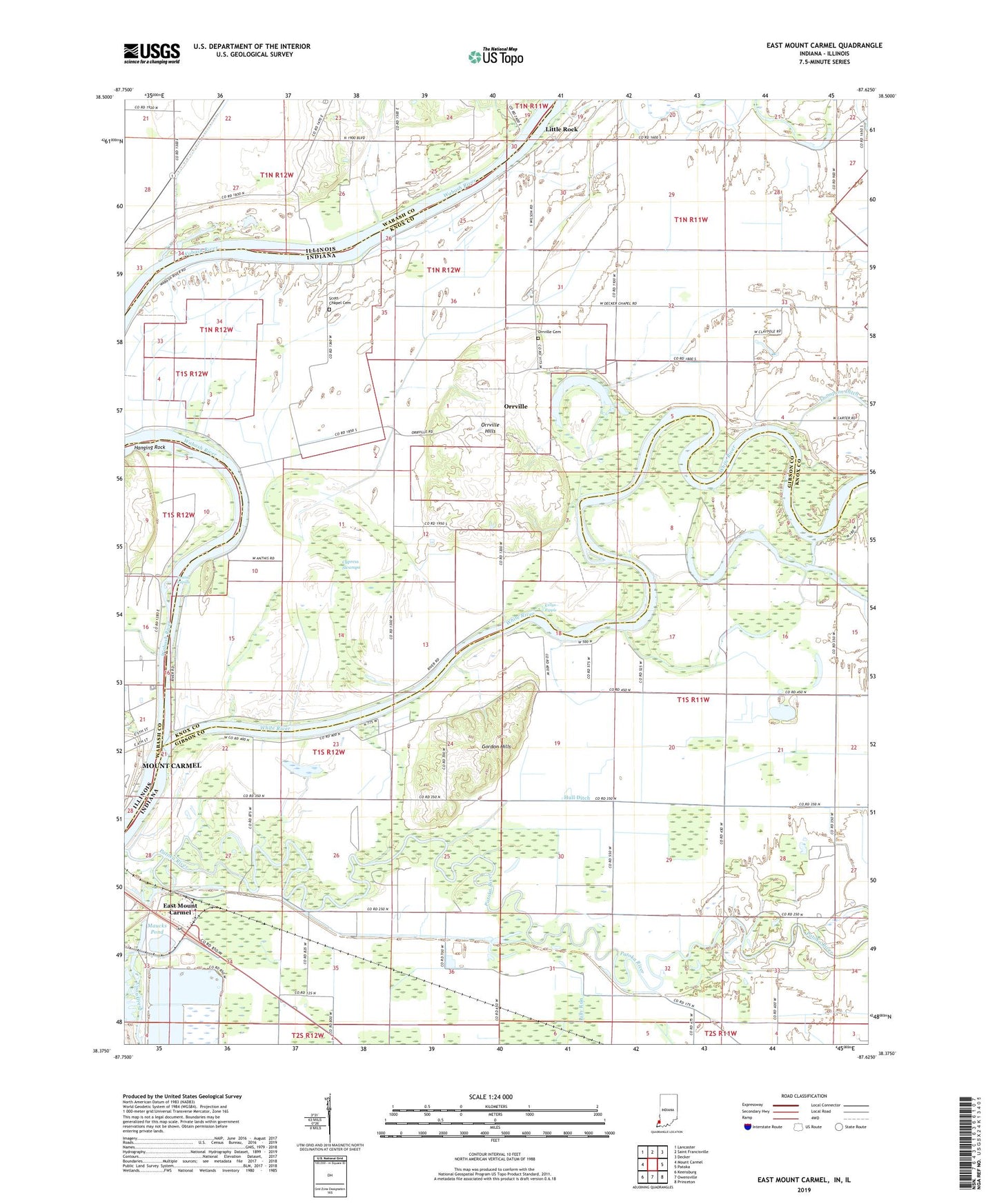 East Mount Carmel Indiana US Topo Map Image