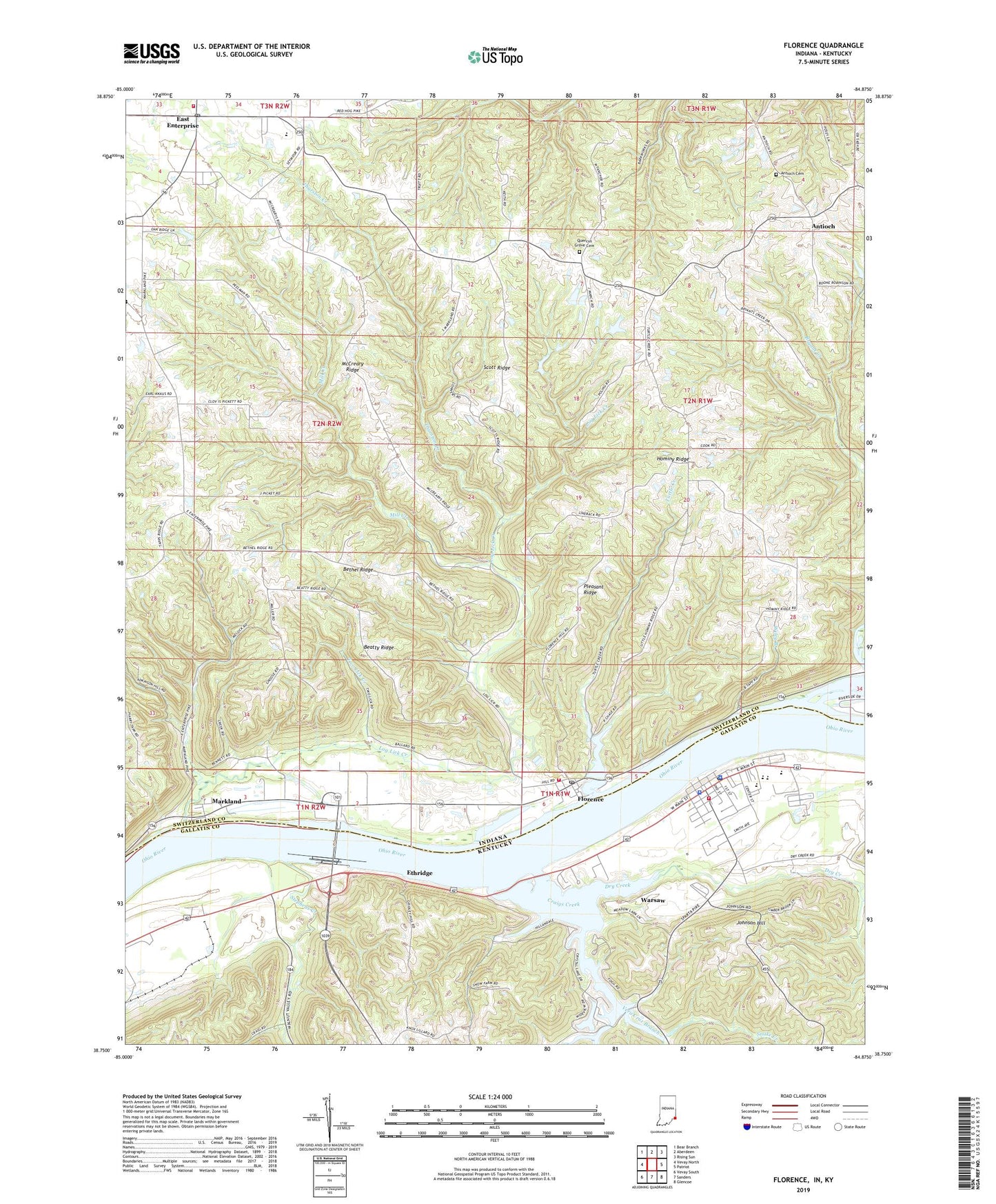 Florence Indiana US Topo Map Image