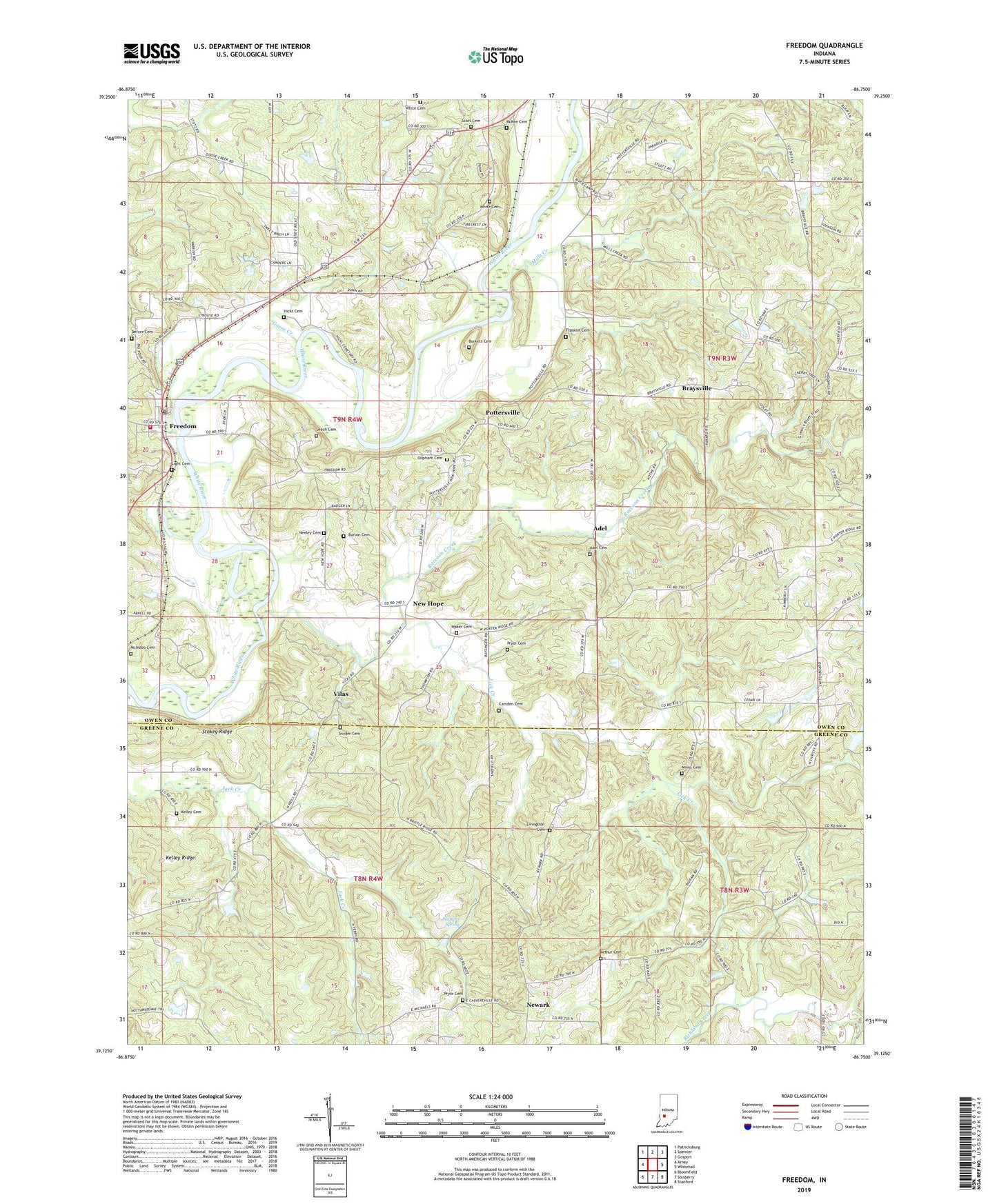 Freedom Indiana US Topo Map Image