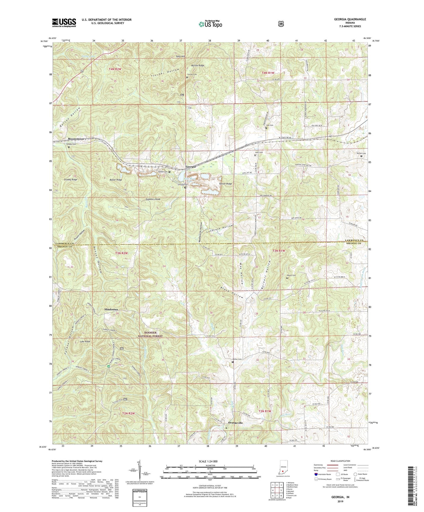 Georgia Indiana US Topo Map Image