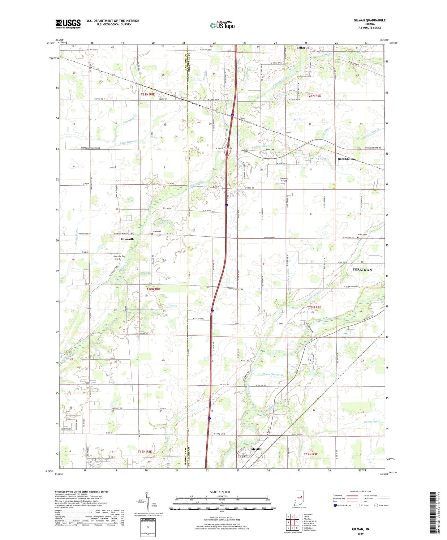 Gilman Indiana US Topo Map Image