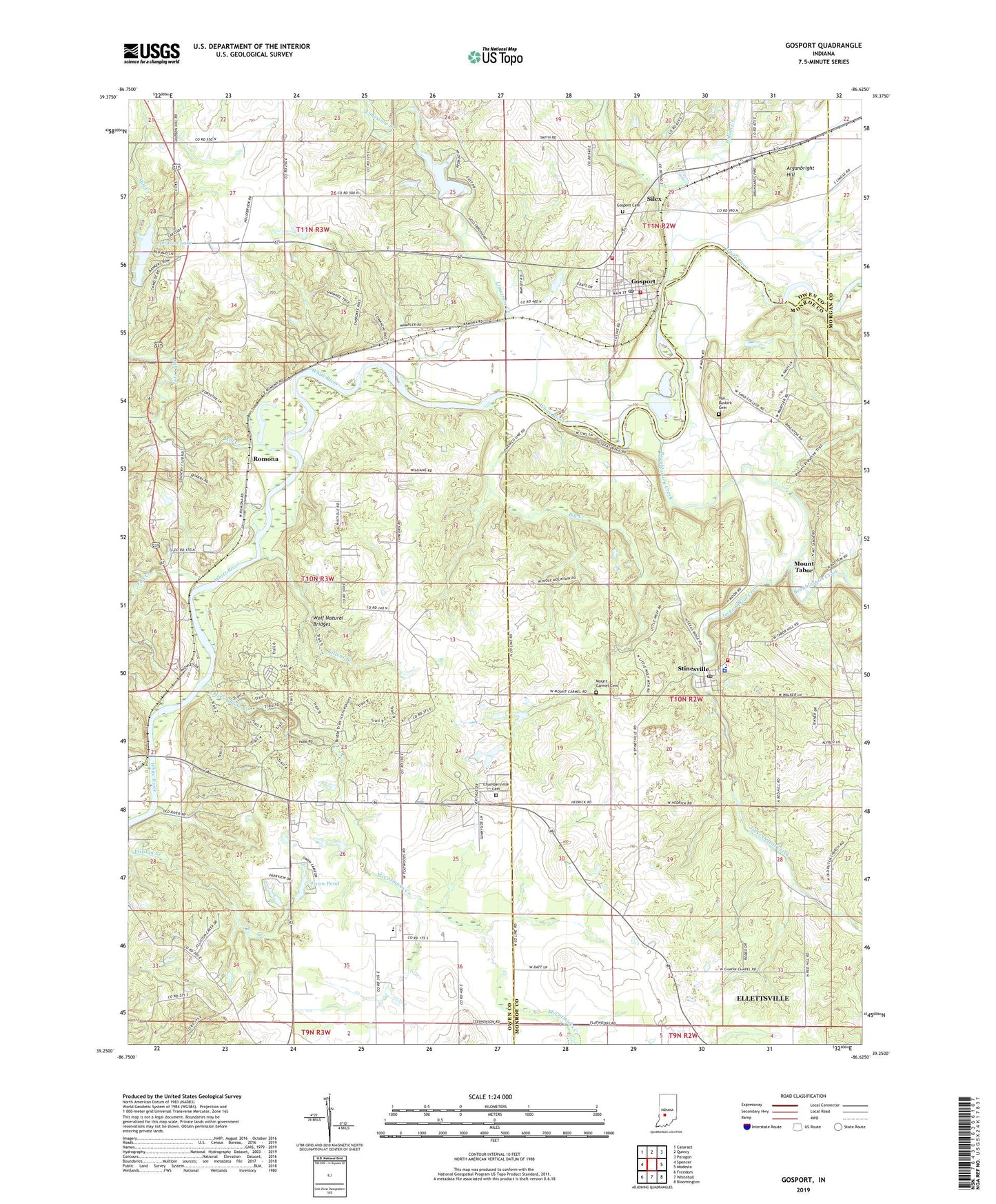 Gosport Indiana US Topo Map Image