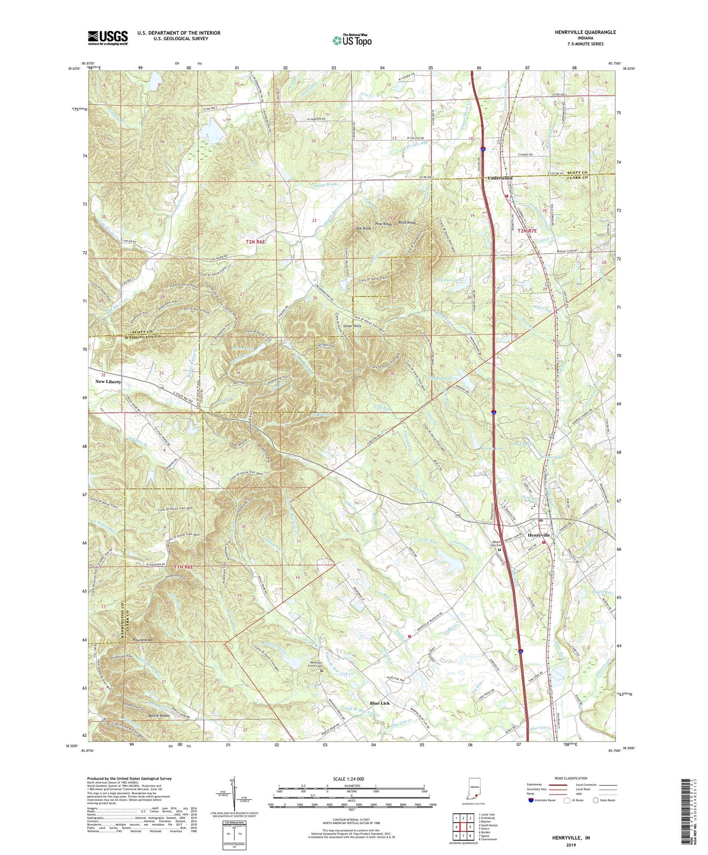 Henryville Indiana US Topo Map Image