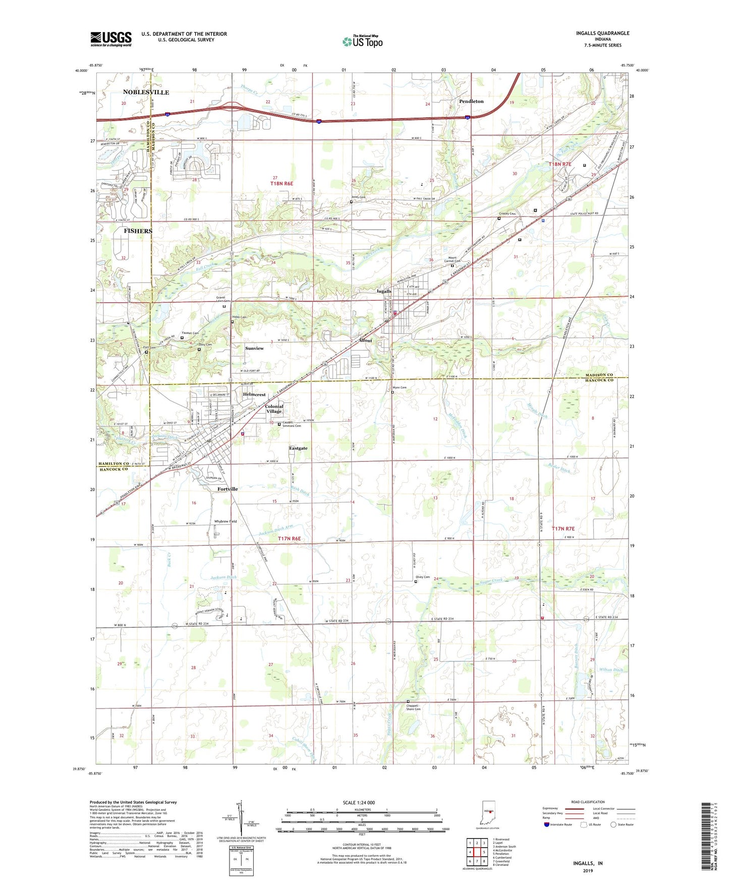 Ingalls Indiana US Topo Map Image