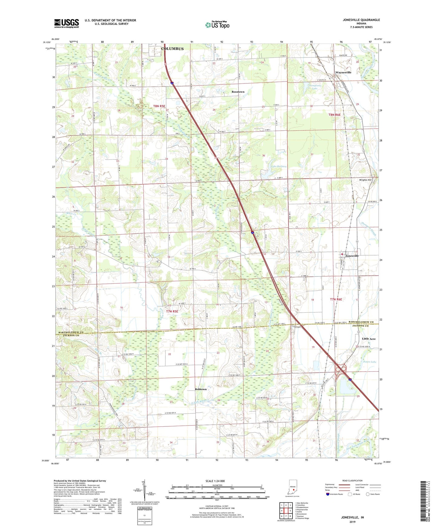 Jonesville Indiana US Topo Map Image