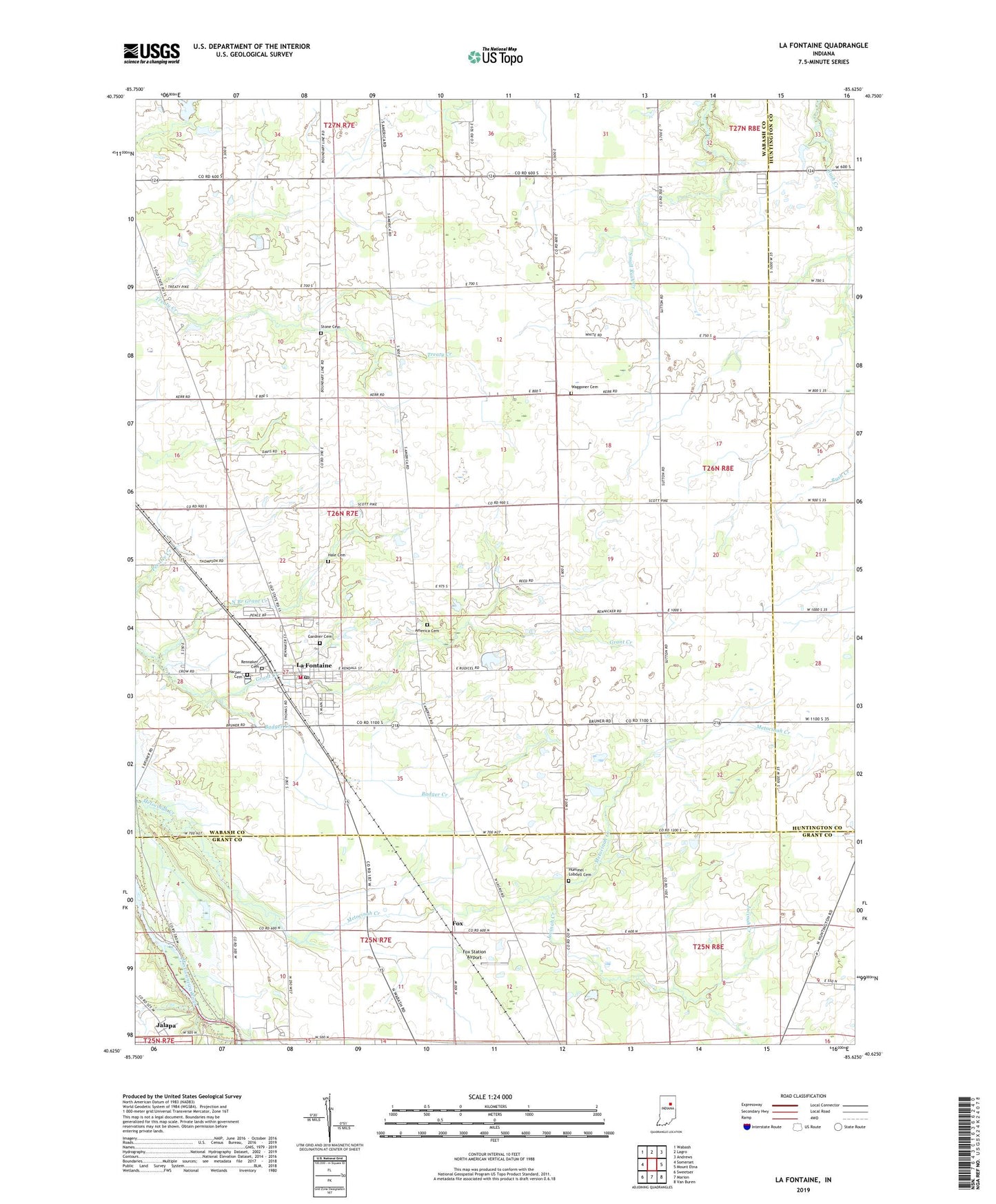 La Fontaine Indiana US Topo Map Image