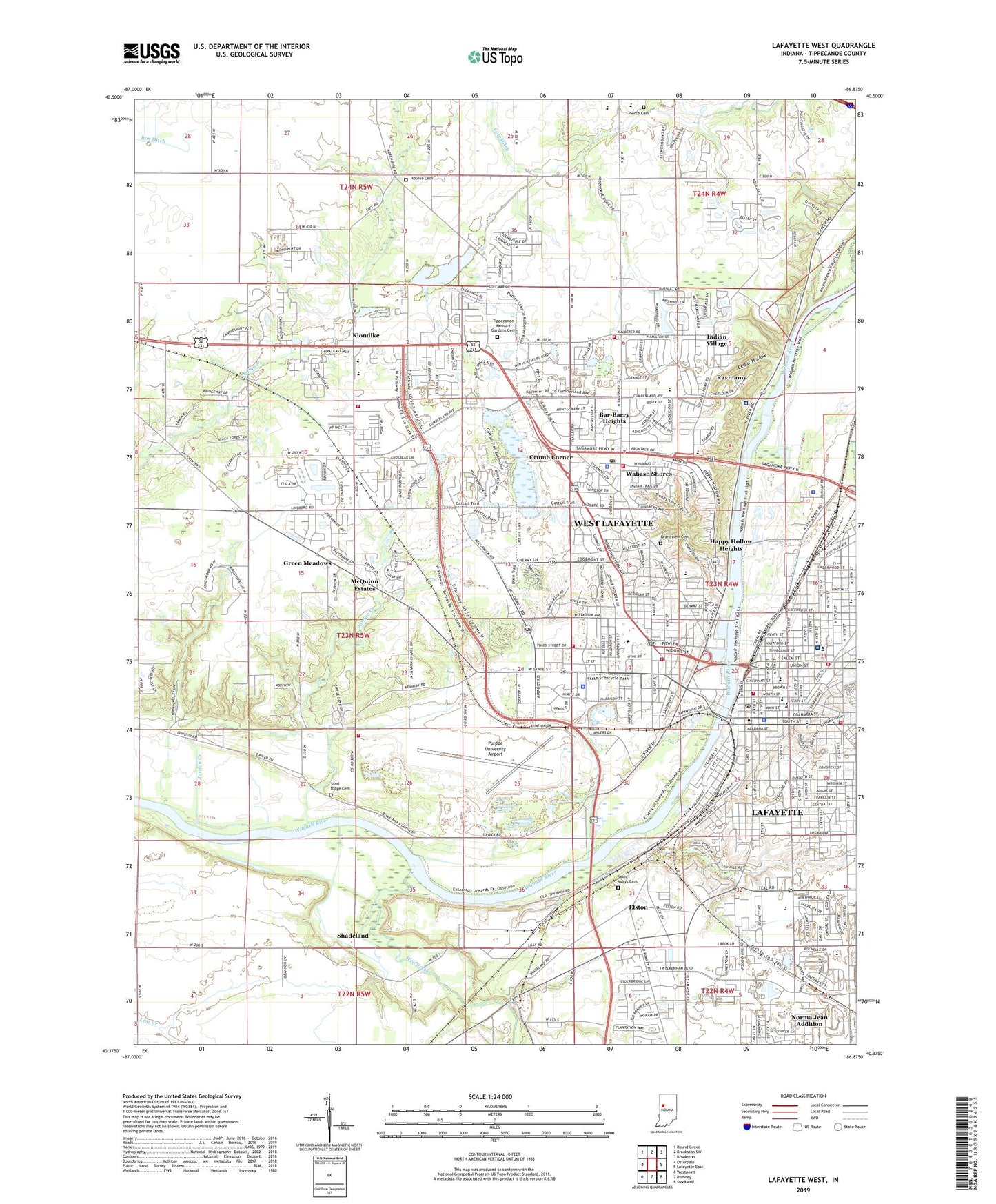 Lafayette West Indiana US Topo Map Image