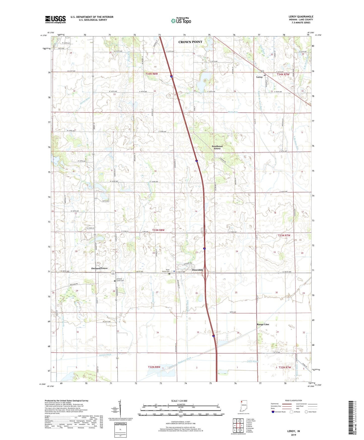 Leroy Indiana US Topo Map Image