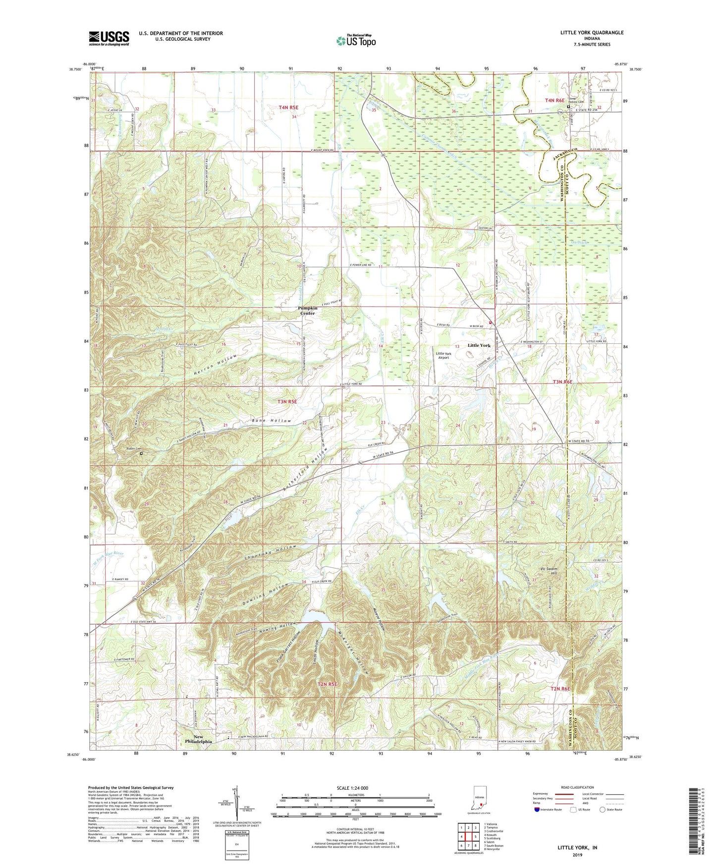 Little York Indiana US Topo Map Image