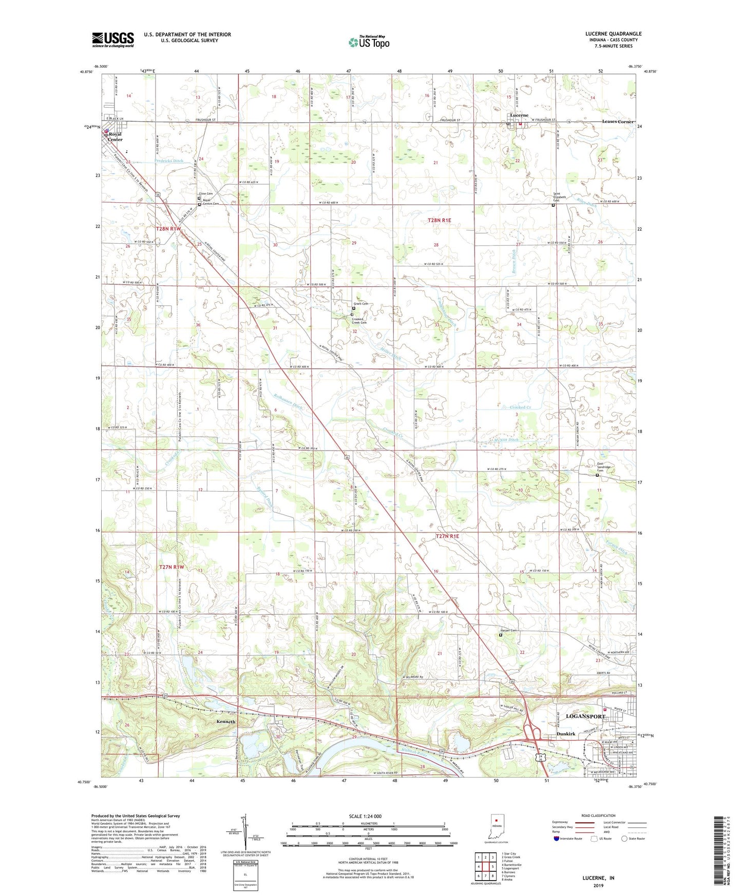 Lucerne Indiana US Topo Map Image