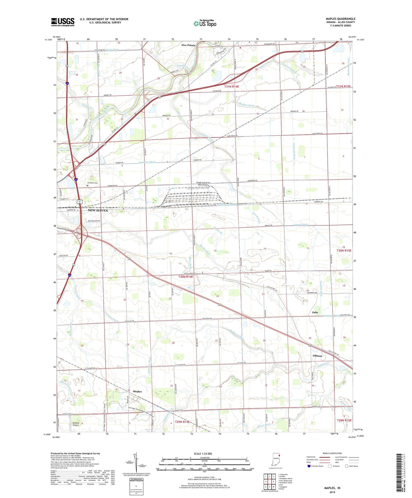 Maples Indiana US Topo Map Image