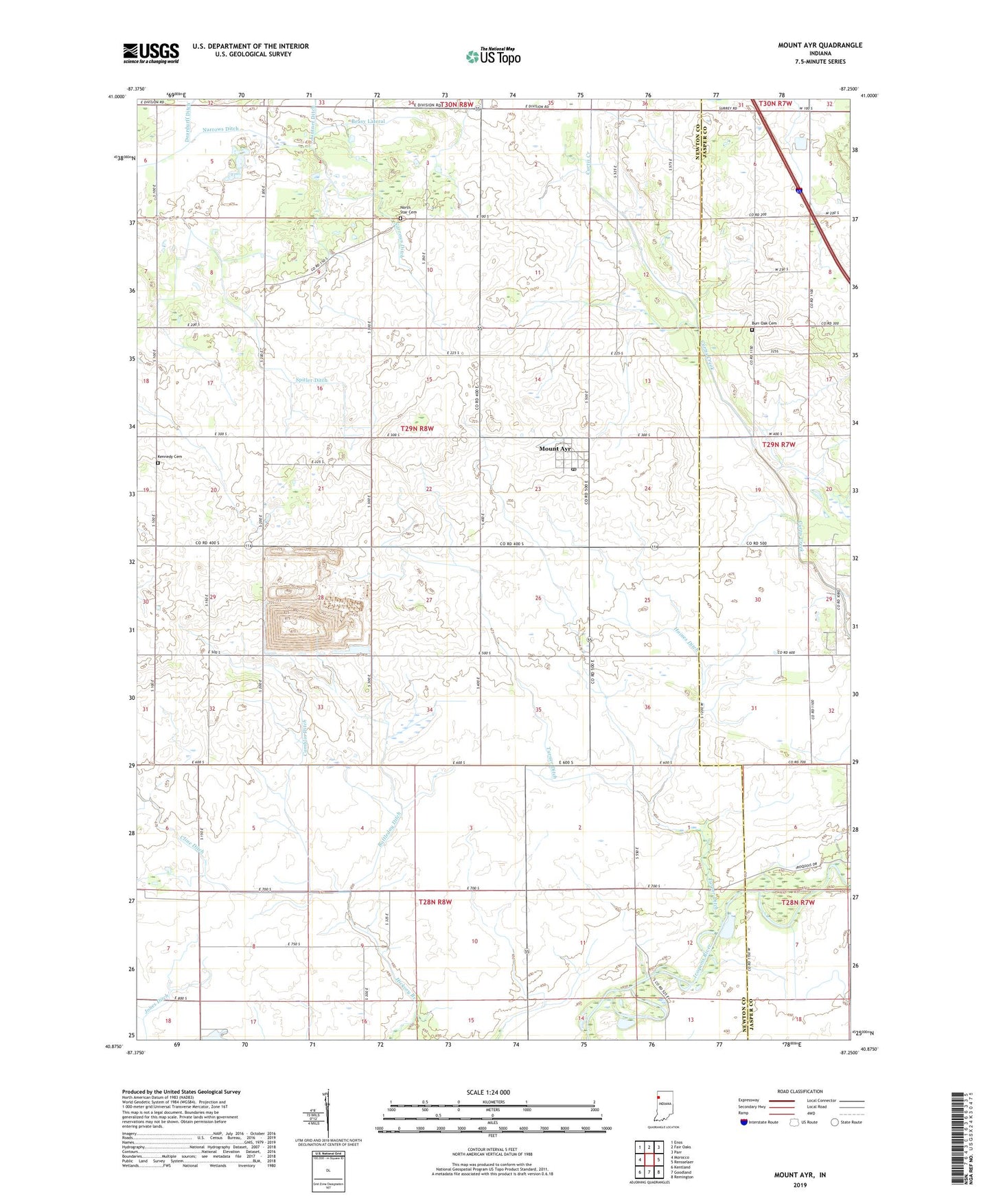 Mount Ayr Indiana US Topo Map Image
