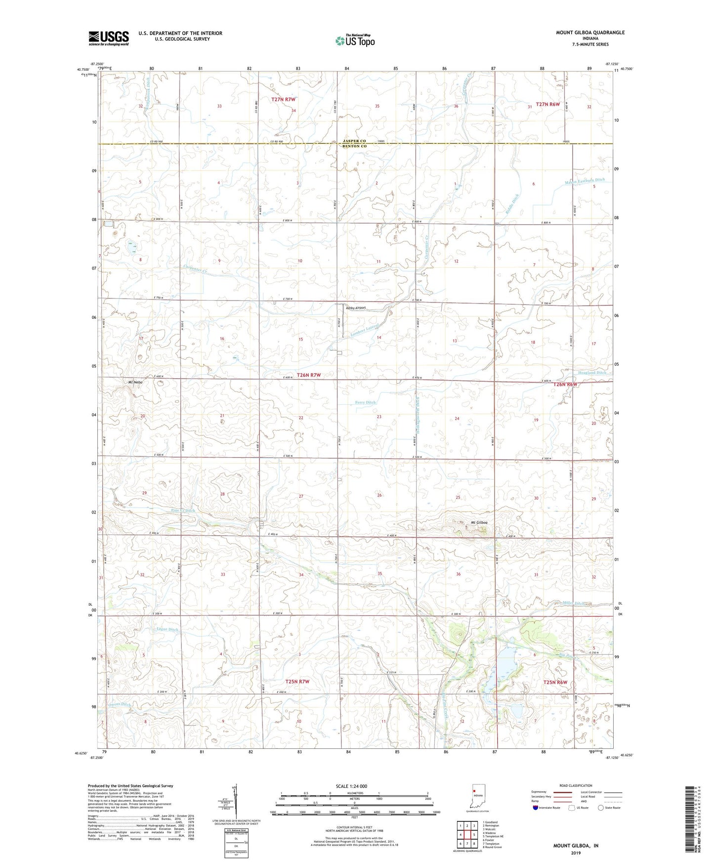 Mount Gilboa Indiana US Topo Map Image