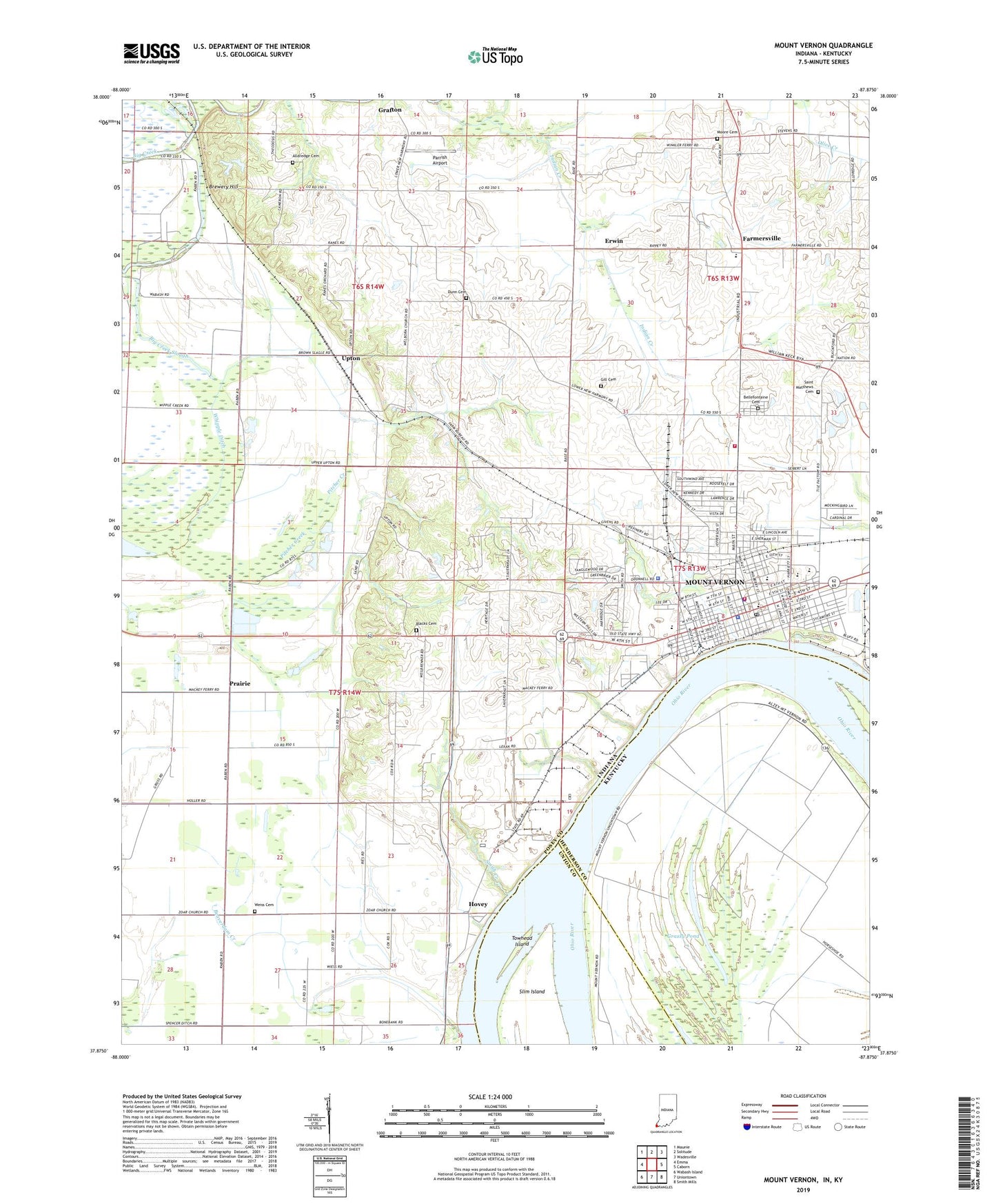 Mount Vernon Indiana US Topo Map Image
