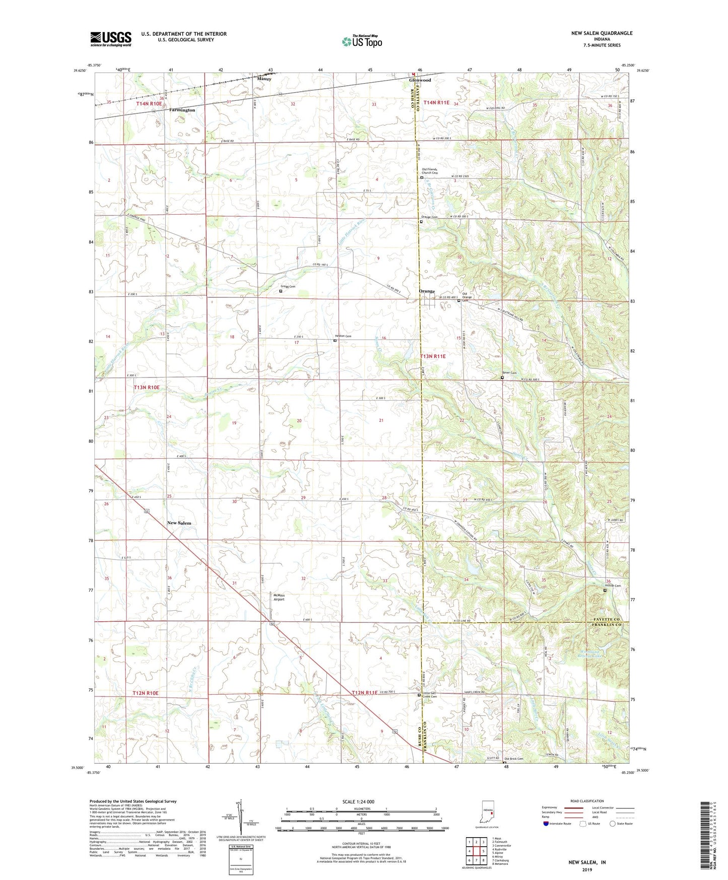 New Salem Indiana US Topo Map Image