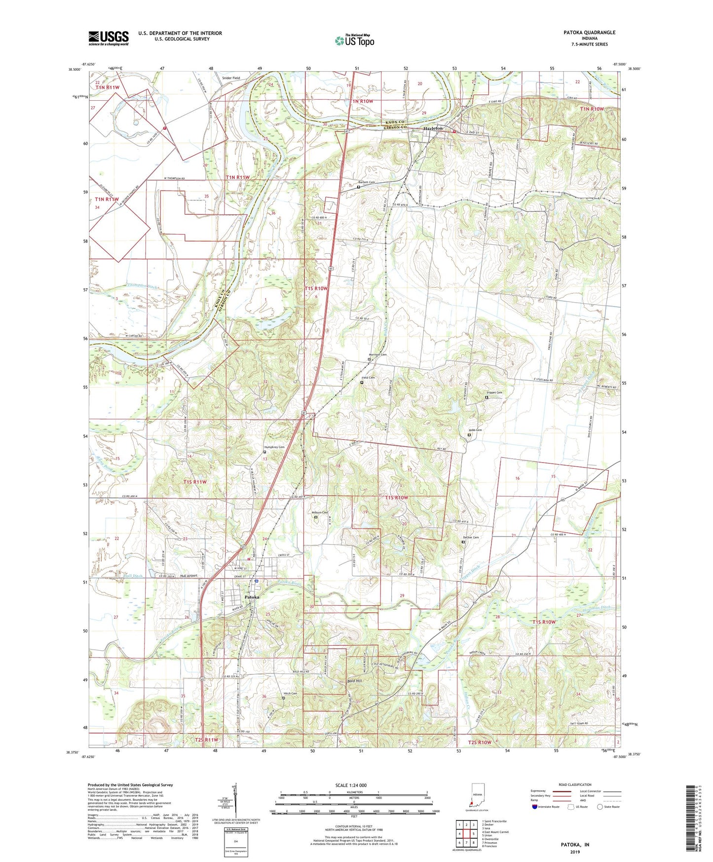 Patoka Indiana US Topo Map Image