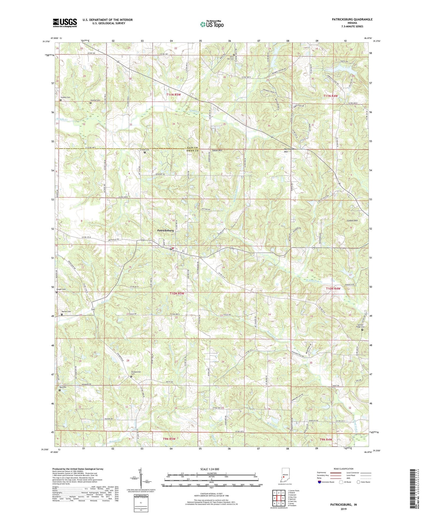 Patricksburg Indiana US Topo Map Image