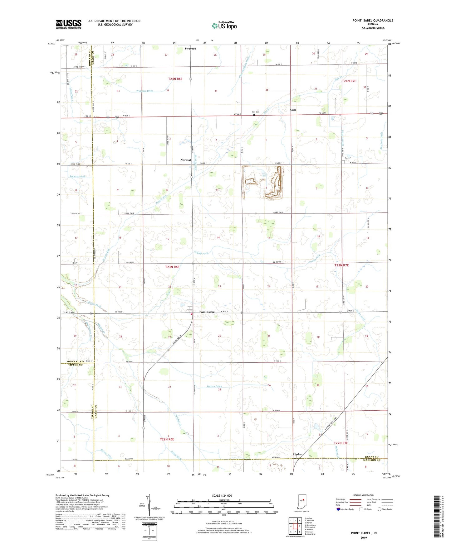 Point Isabel Indiana US Topo Map Image