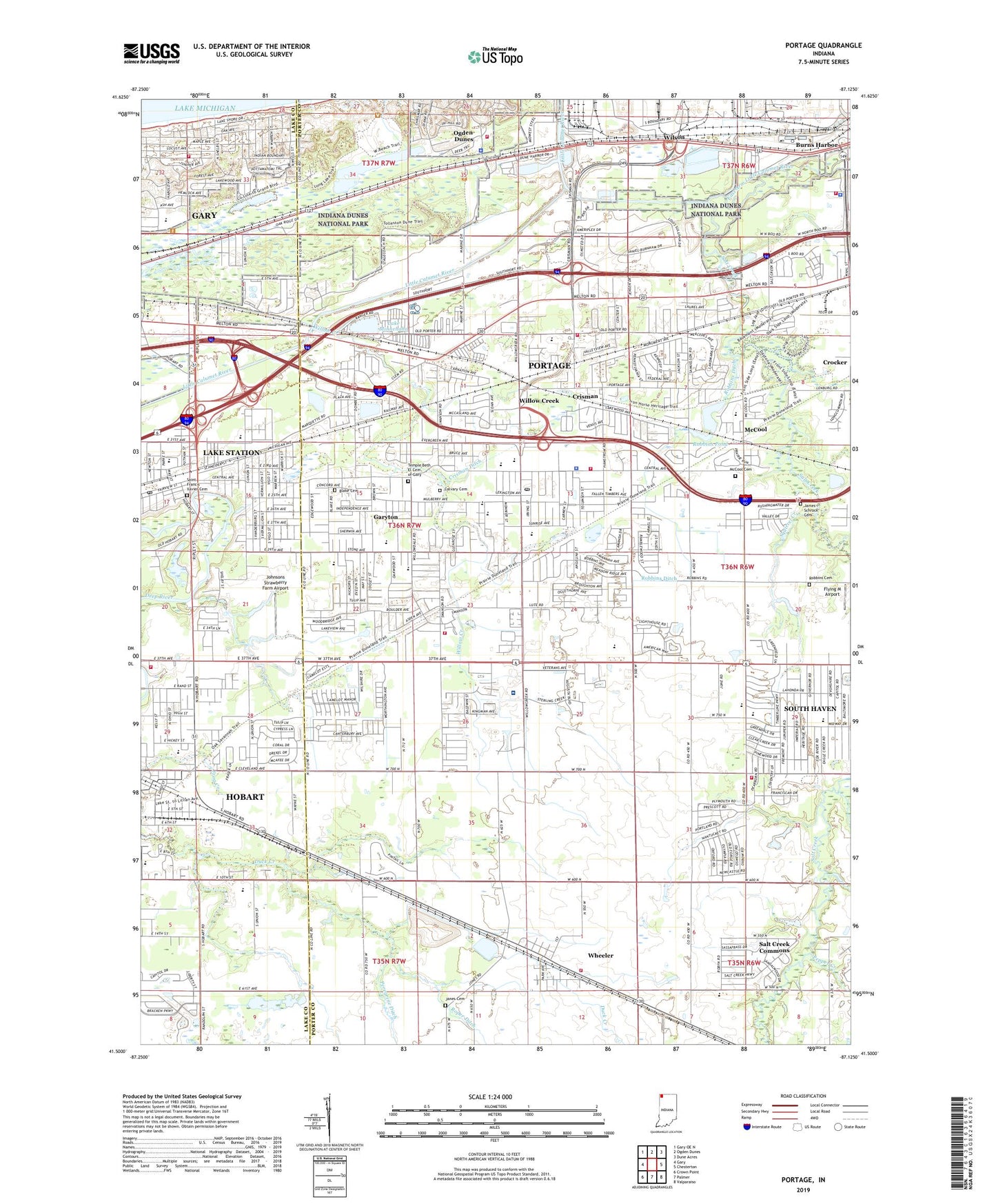 Portage Indiana US Topo Map Image