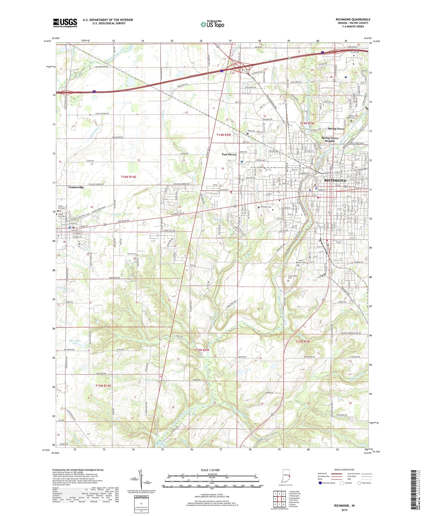 Richmond Indiana US Topo Map Image