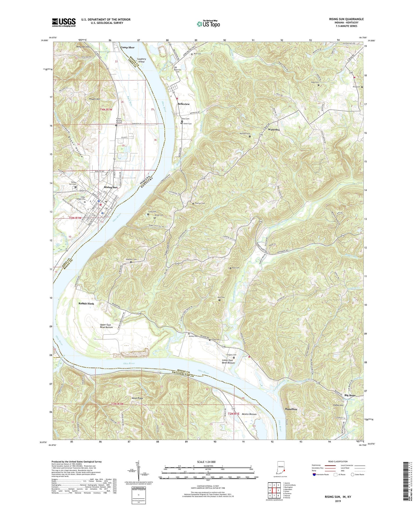 Rising Sun Indiana US Topo Map Image