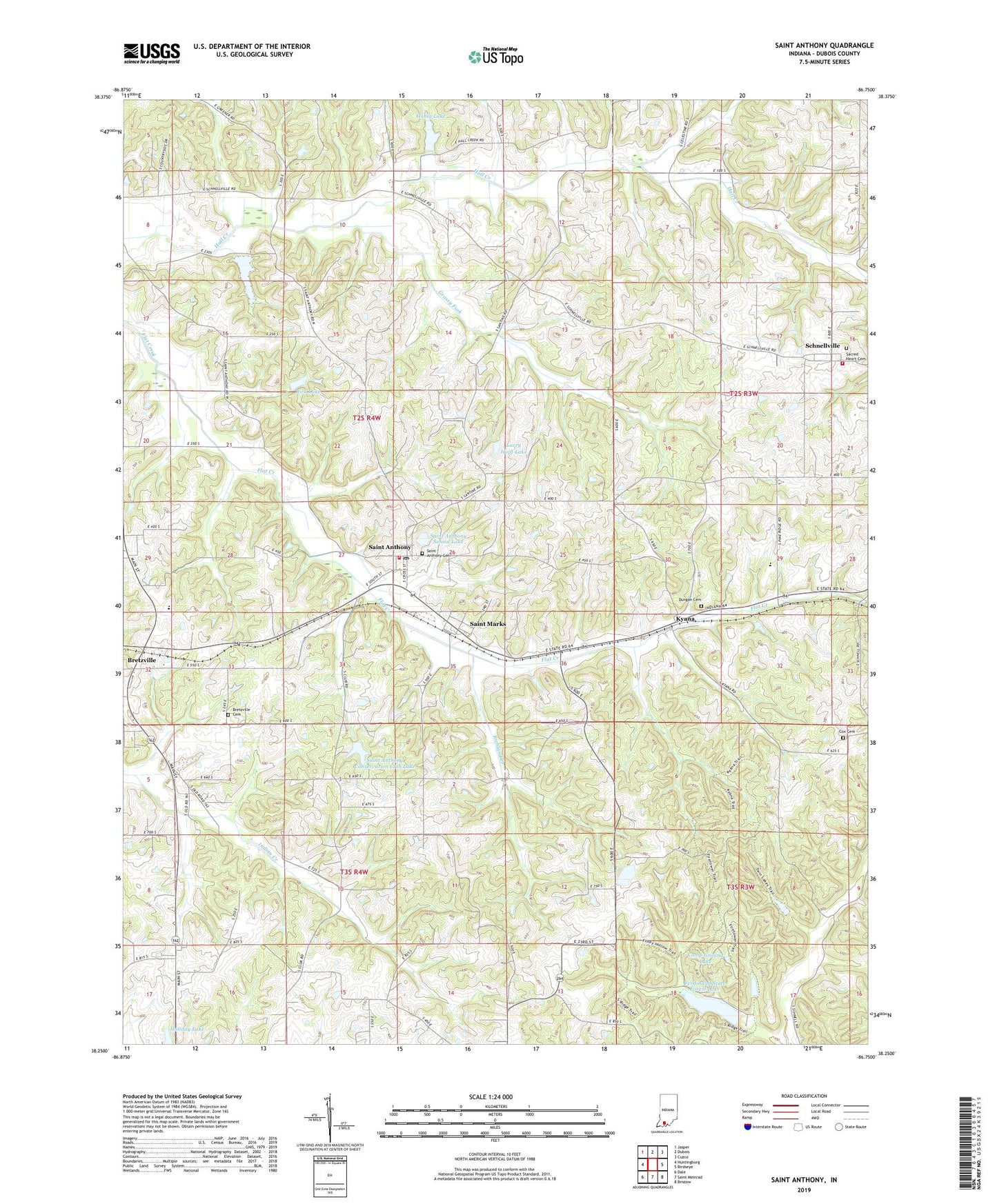 Saint Anthony Indiana US Topo Map Image