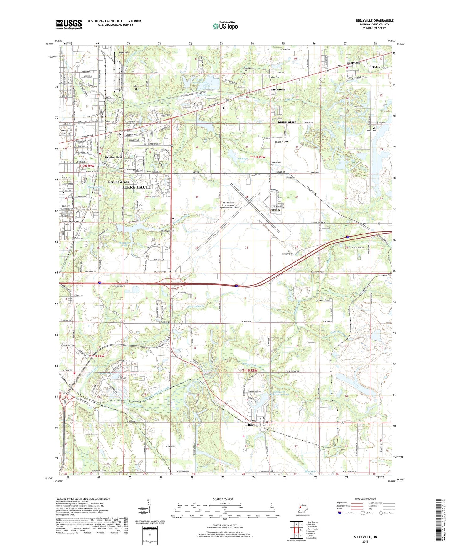 Seelyville Indiana US Topo Map Image