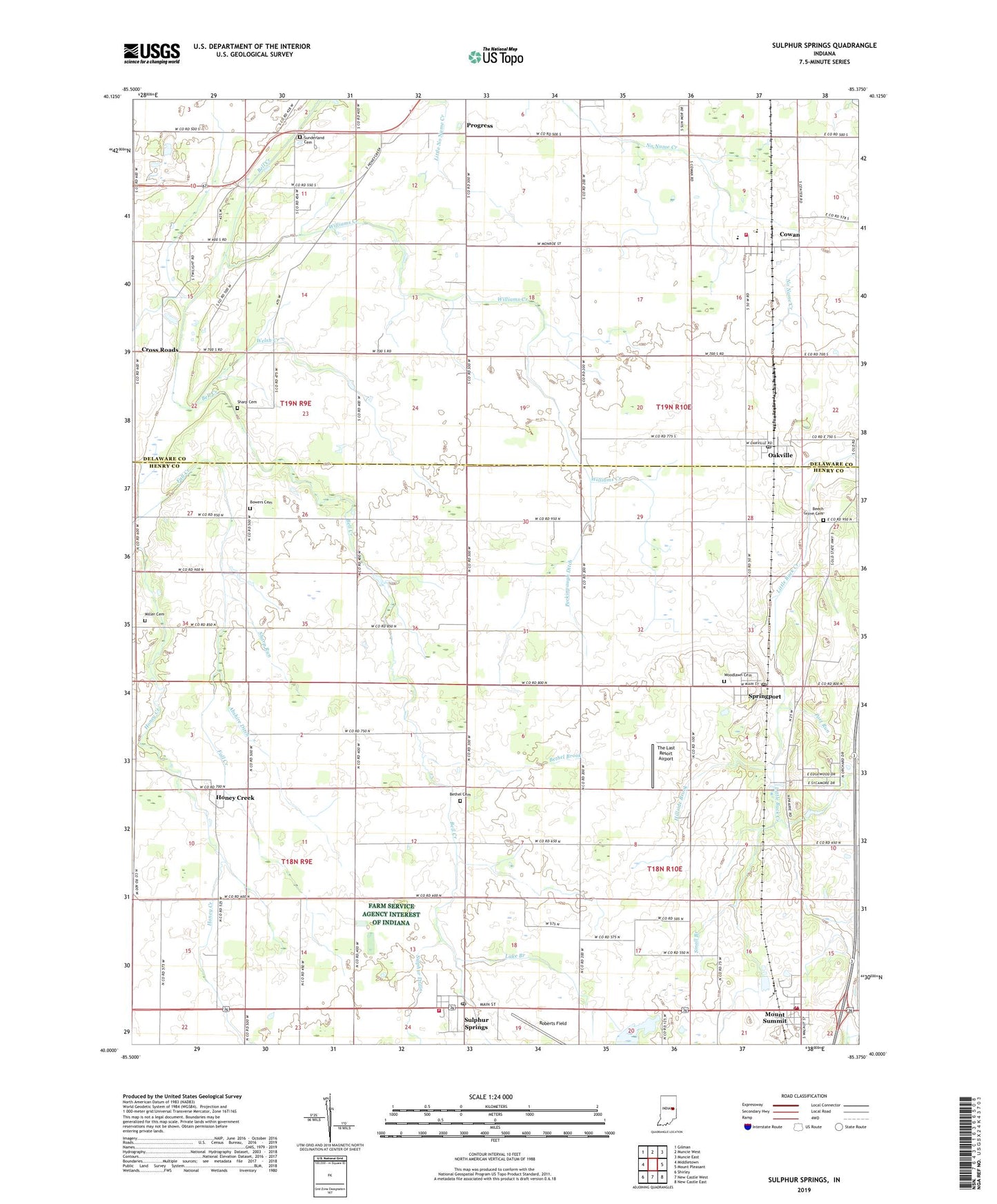 Sulphur Springs Indiana US Topo Map Image