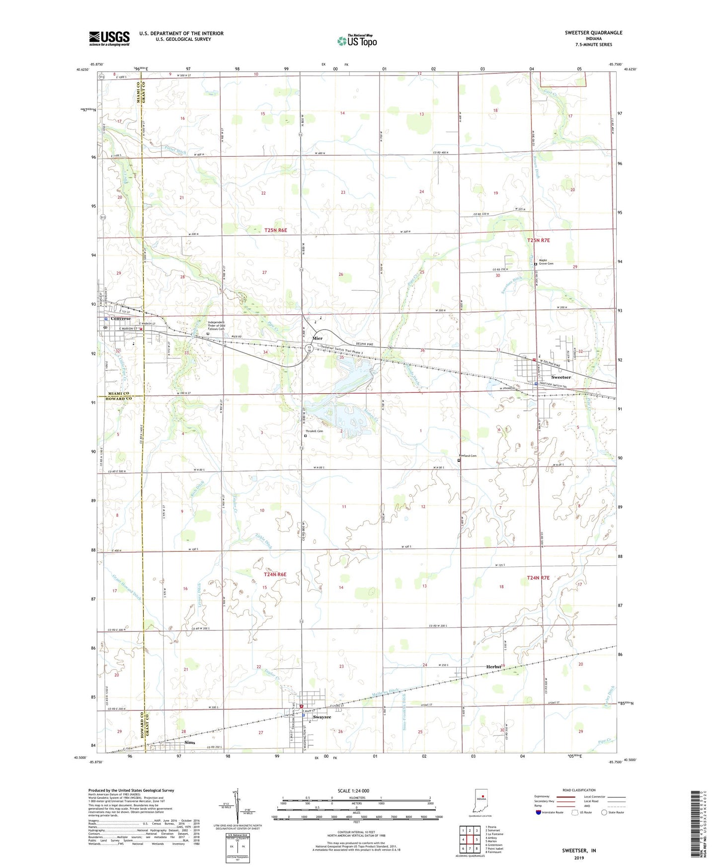 Sweetser Indiana US Topo Map Image