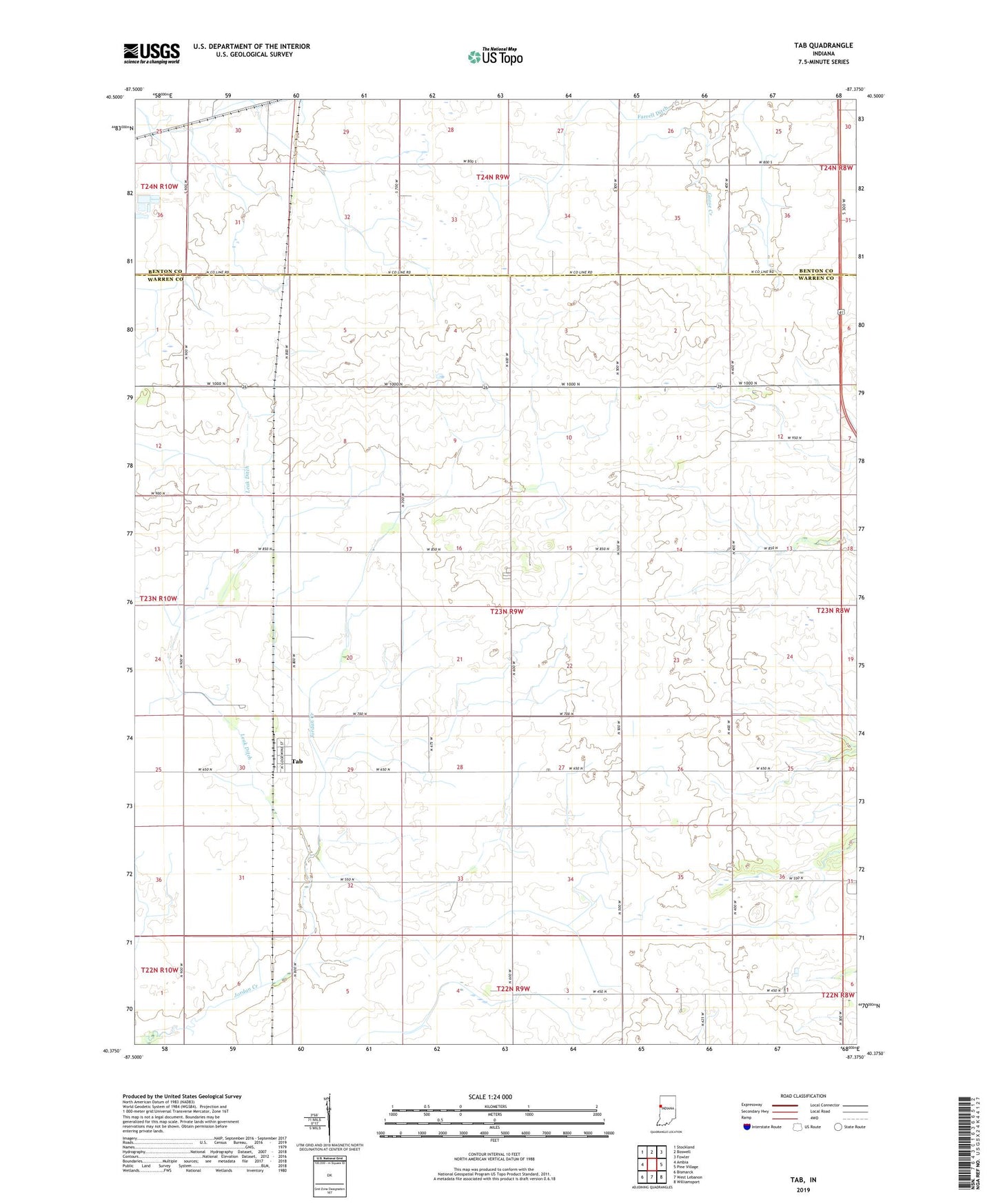 Tab Indiana US Topo Map Image