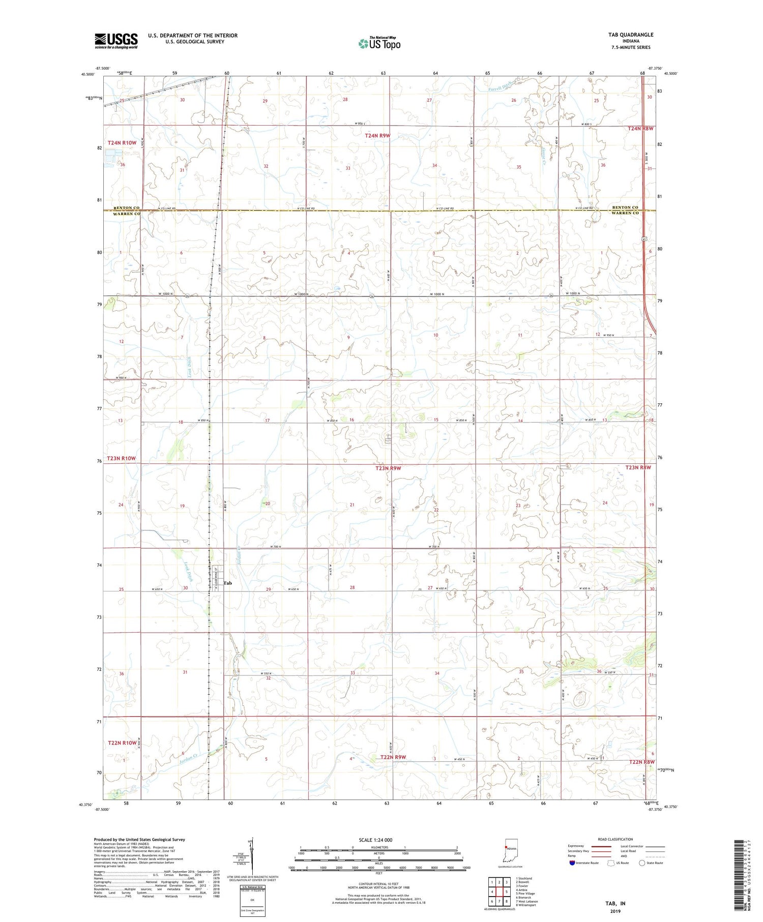 Tab Indiana US Topo Map Image