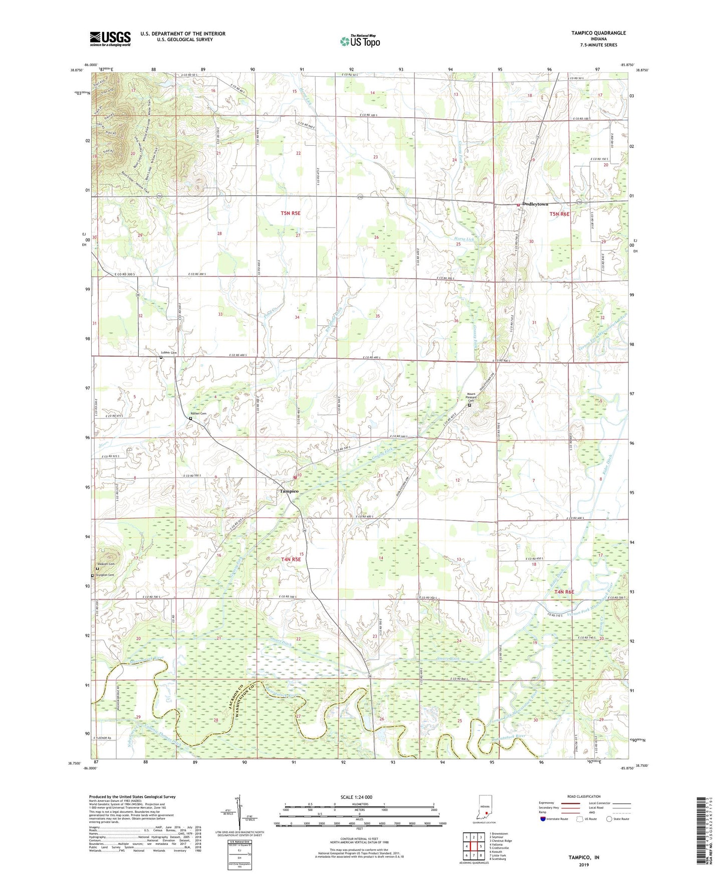 Tampico Indiana US Topo Map Image