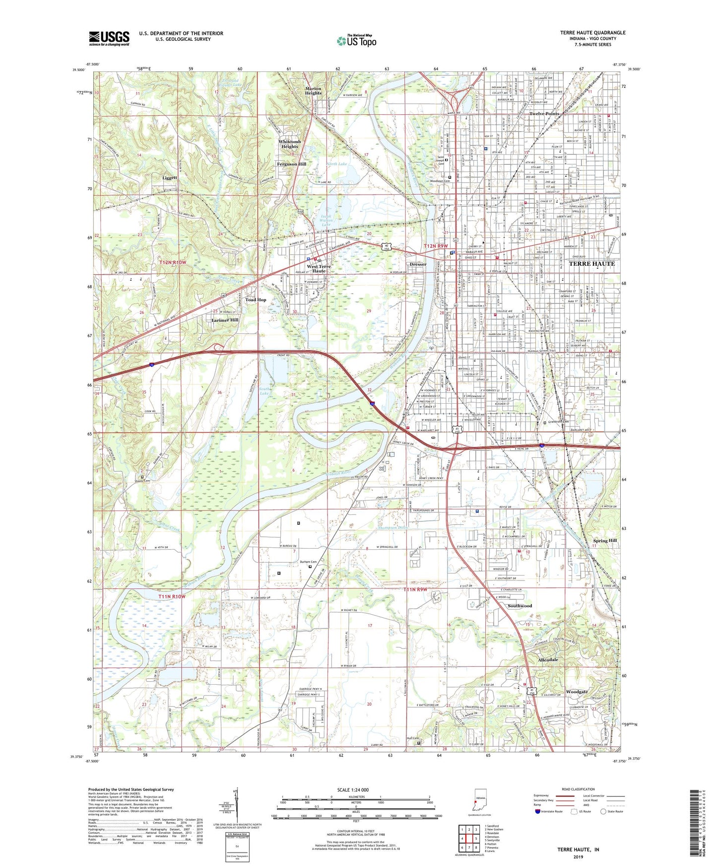 Terre Haute Indiana US Topo Map Image