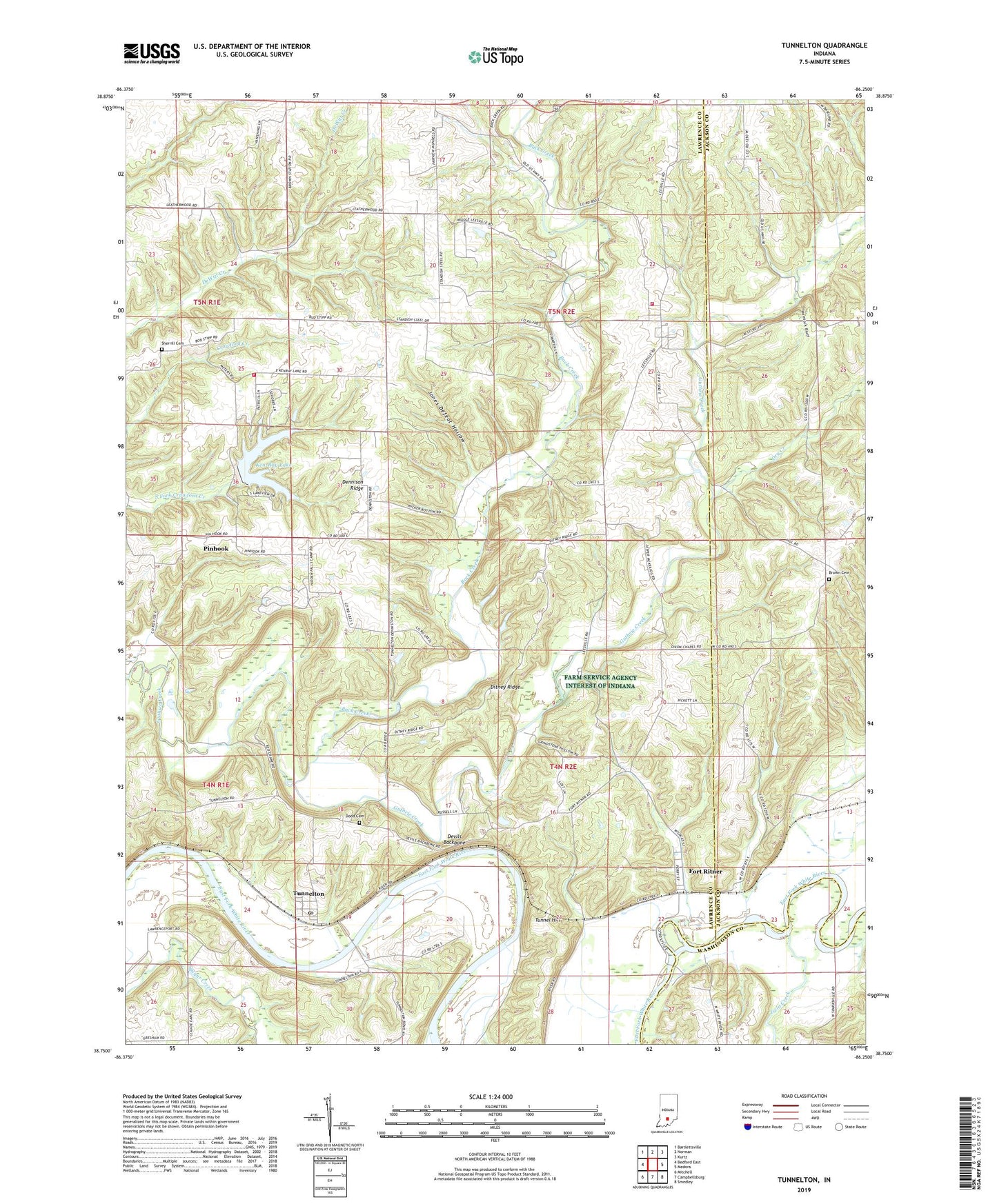 Tunnelton Indiana US Topo Map Image