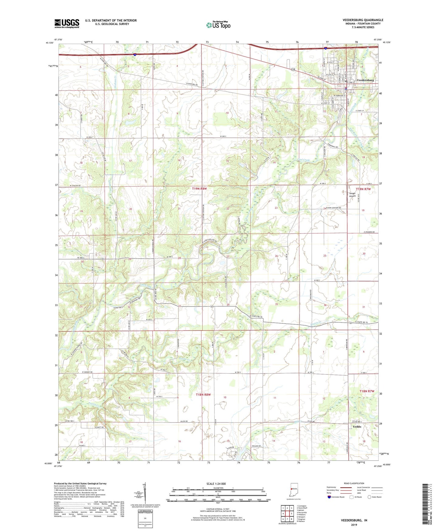 Veedersburg Indiana US Topo Map Image
