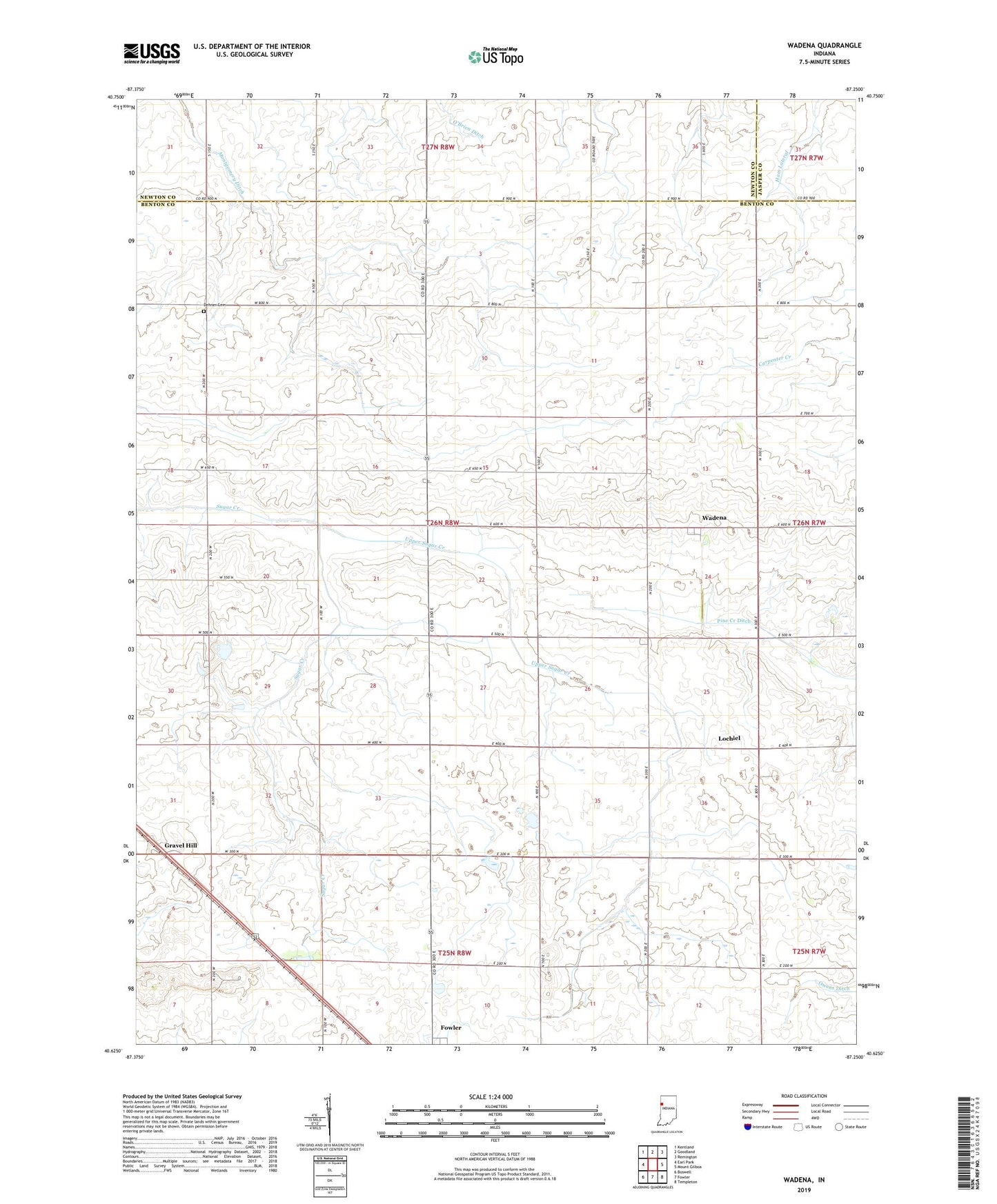 Wadena Indiana US Topo Map Image