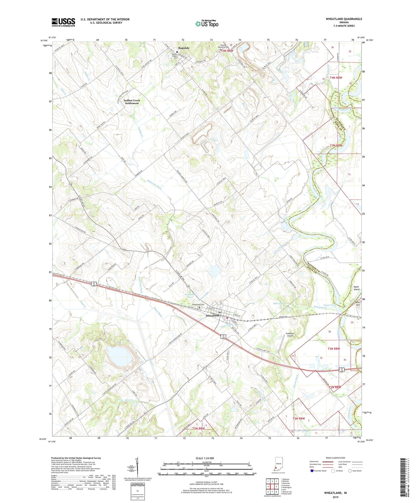 Wheatland Indiana US Topo Map Image