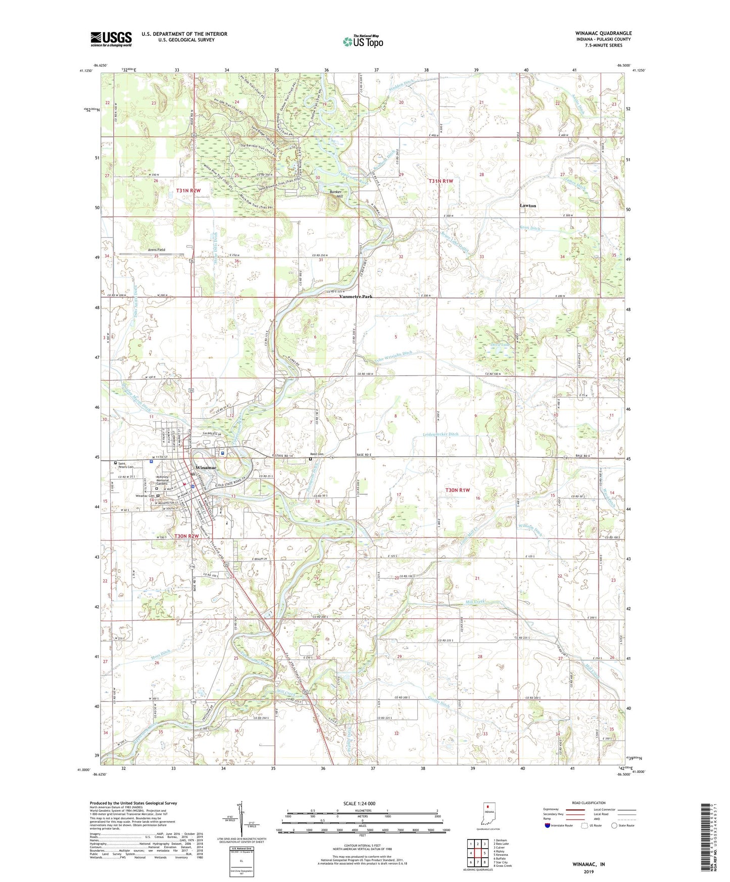 Winamac Indiana US Topo Map Image