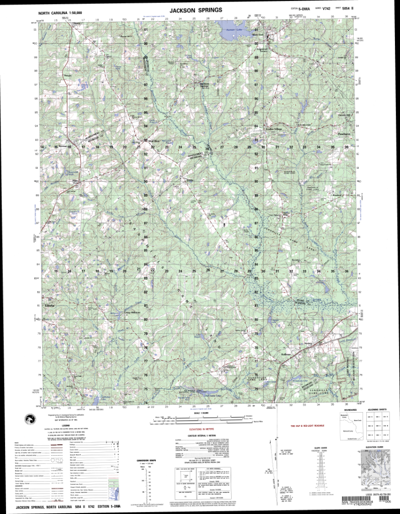Jackson Springs North Carolina 1:50,000 Military Topo Map