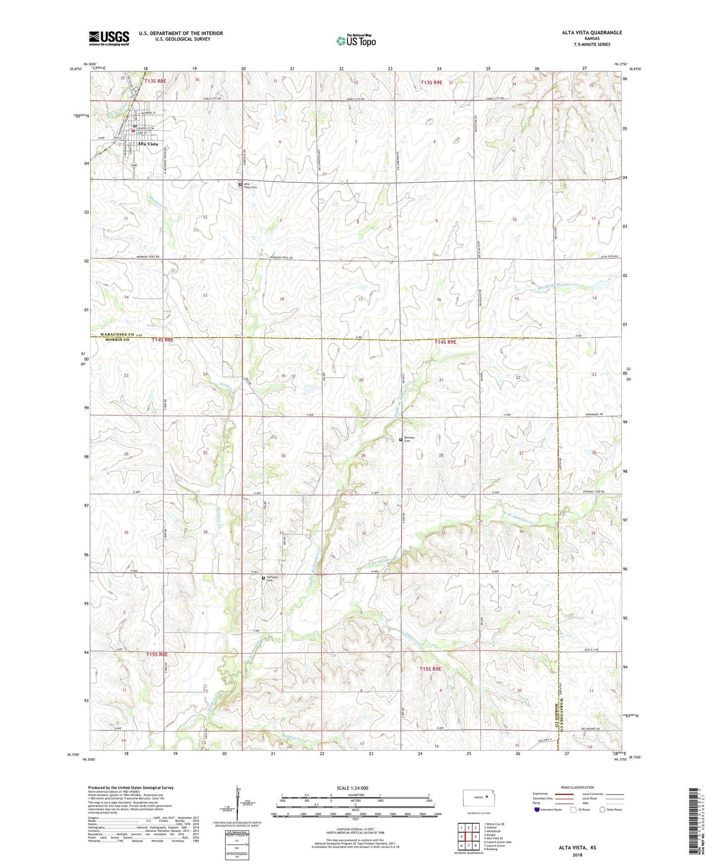 Alta Vista Kansas US Topo Map Image