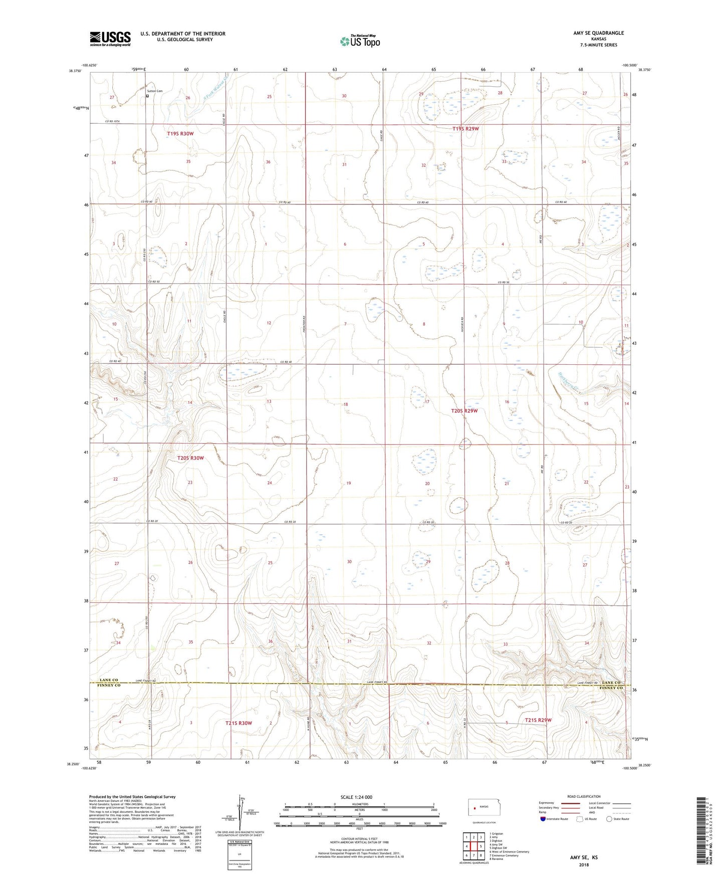 Amy SE Kansas US Topo Map Image