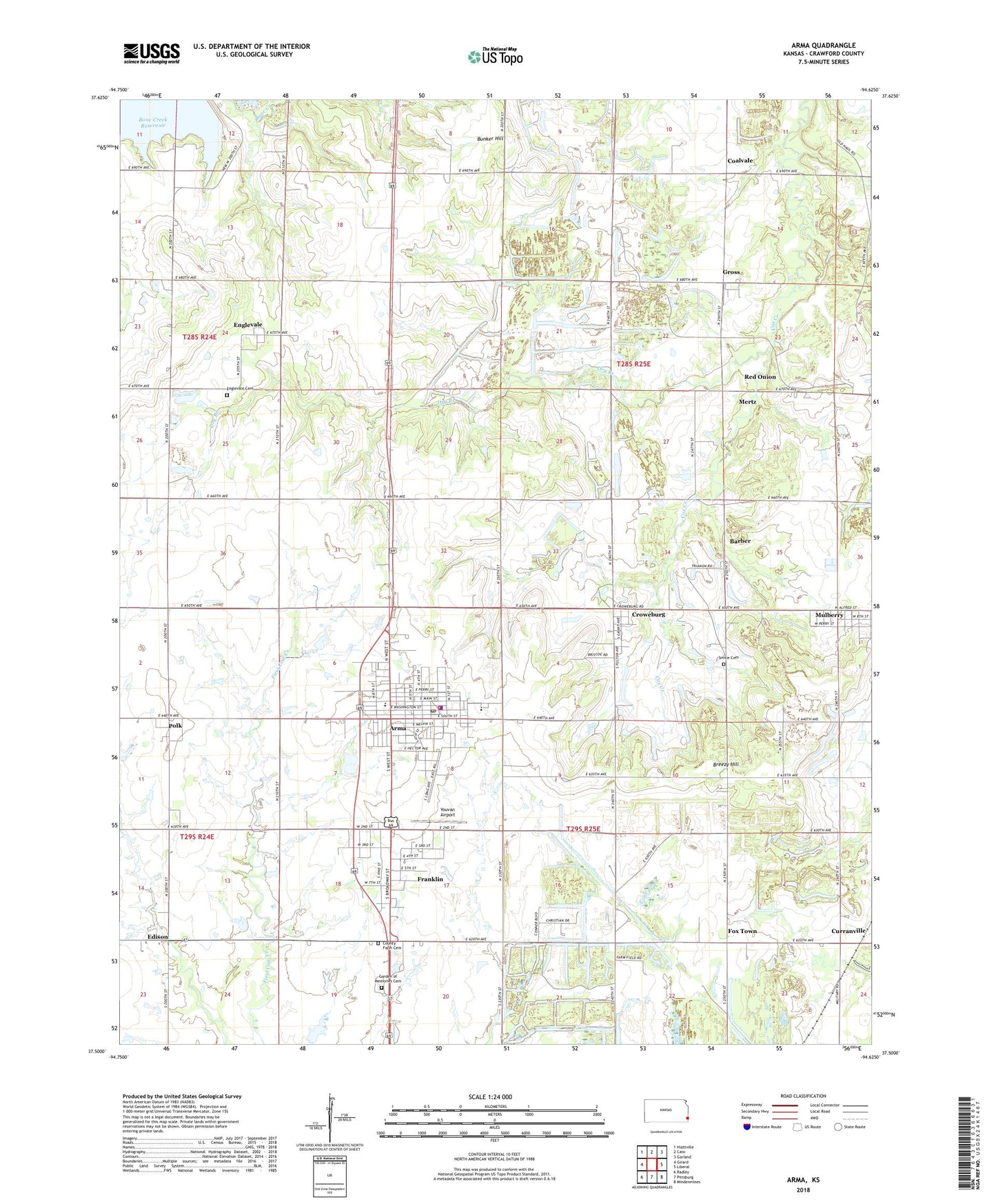 Arma Kansas US Topo Map Image