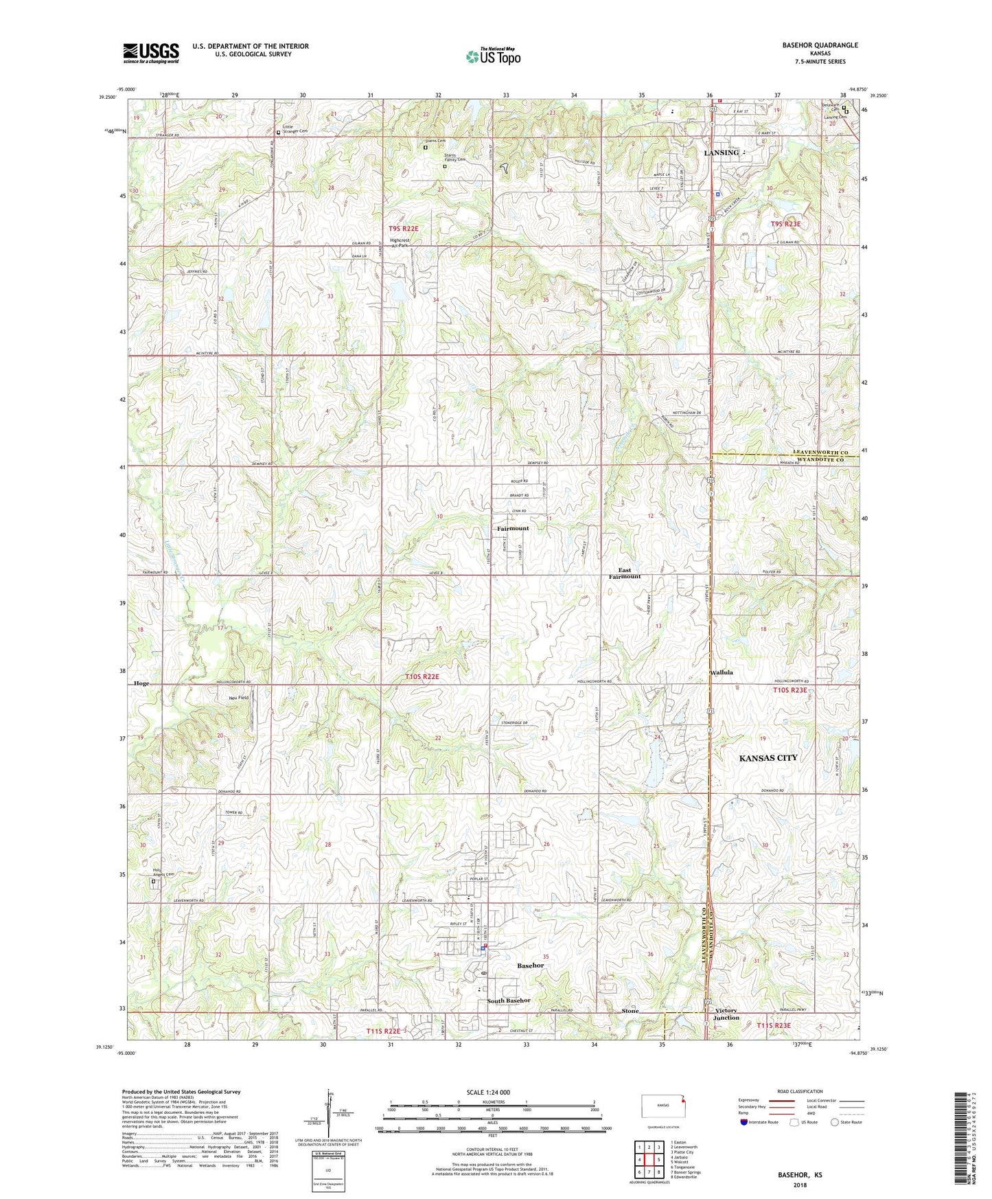 Basehor Kansas US Topo Map Image