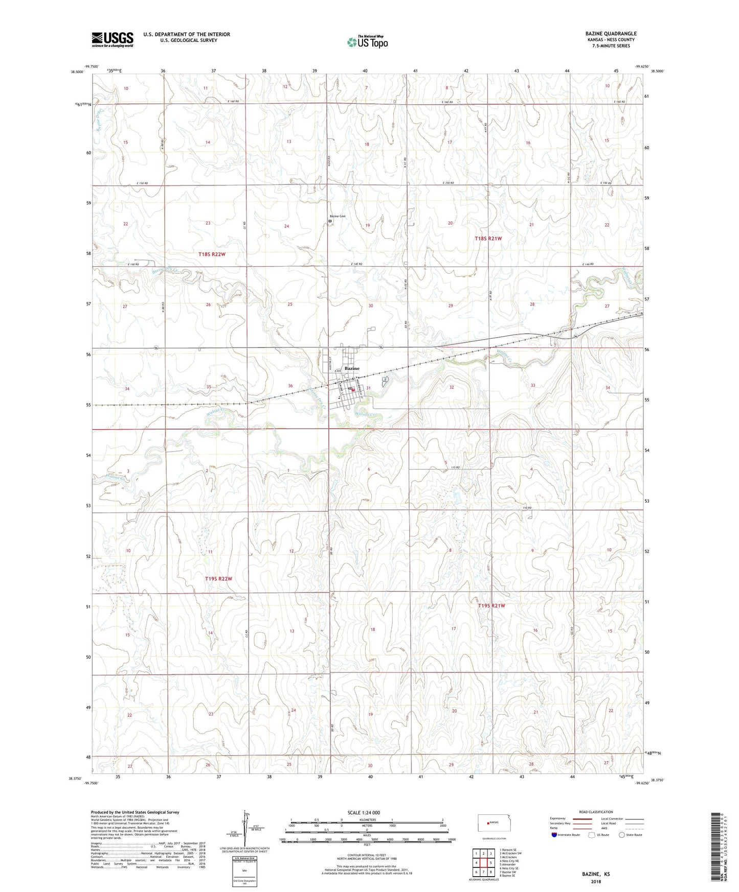 Bazine Kansas US Topo Map Image