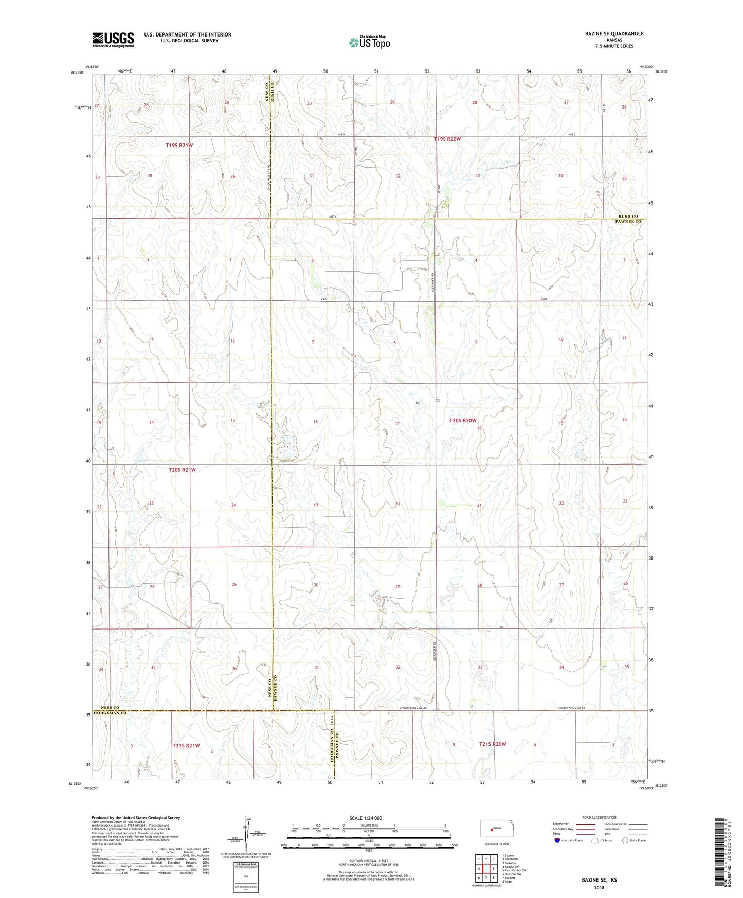 Bazine SE Kansas US Topo Map Image