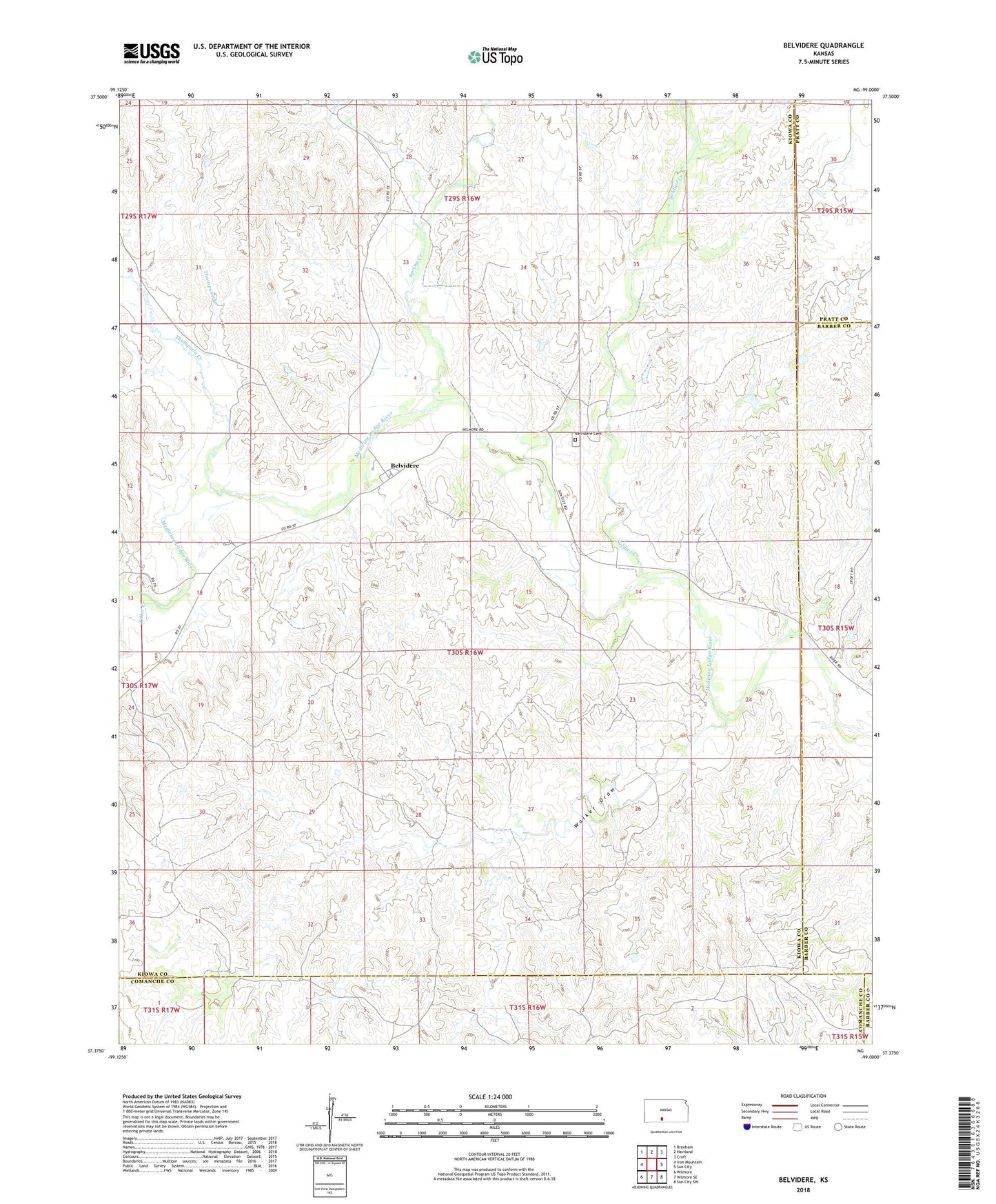 Belvidere Kansas US Topo Map Image